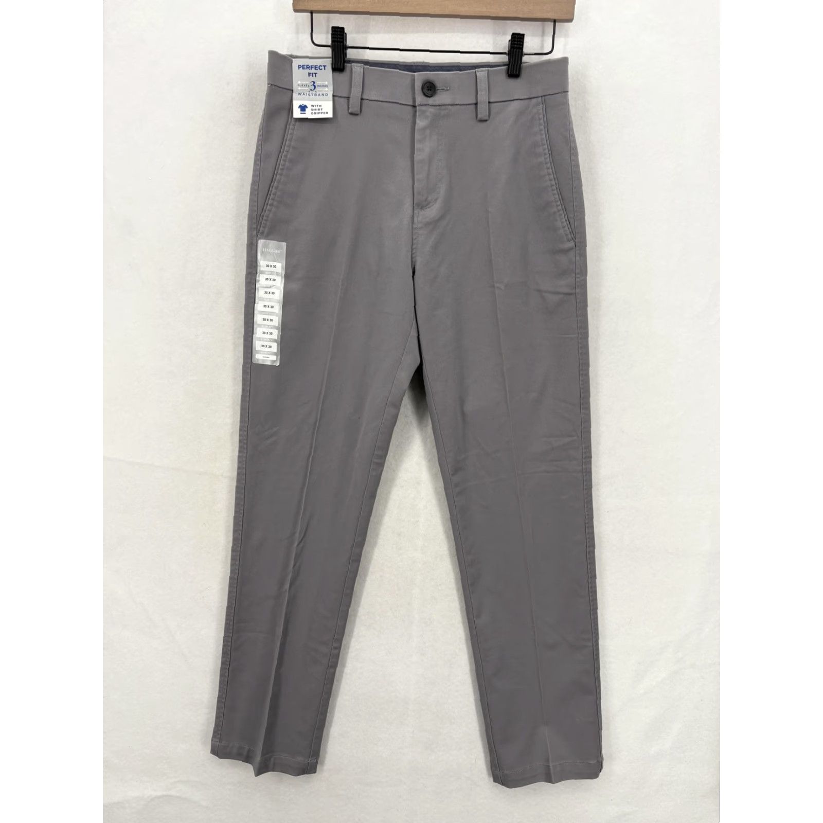 Haggar VINTAGE? wait no Haggar Premium Comfort Khaki Pants Mens 30x30 Gray Slim Fit Stretch Casual NWT Size US 30 / EU 46 - 2 Thumbnail