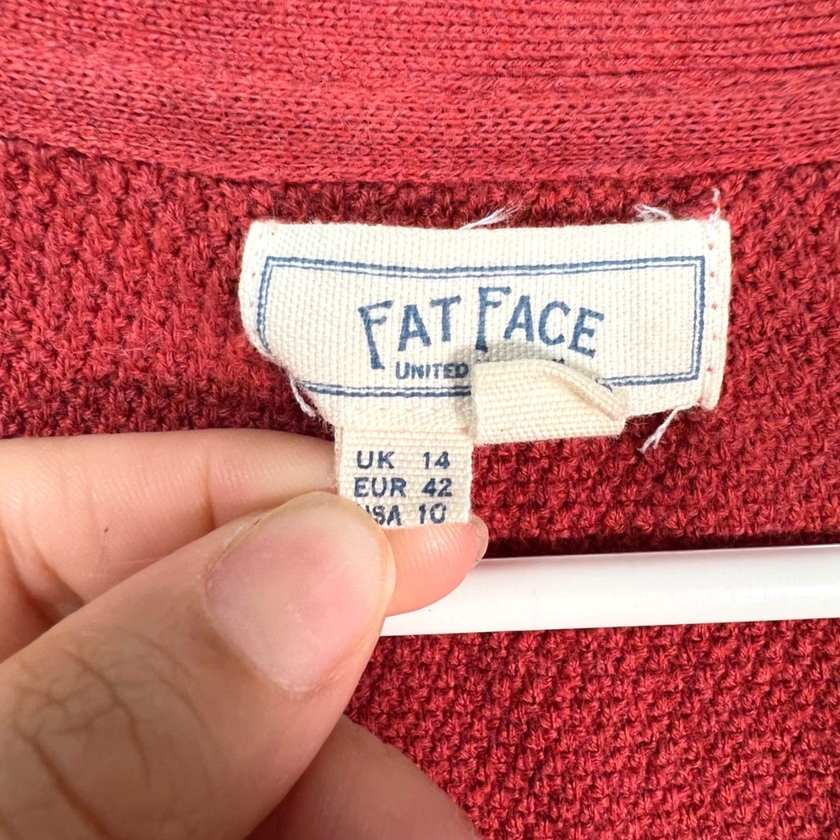 FatFace Fat Face Womens Dress Red Short Sleeve Crochet Detail V-Neck Knee Length A-Line/Flare 10 Womens Size 32" / US 10 / IT 46 - 3 Thumbnail