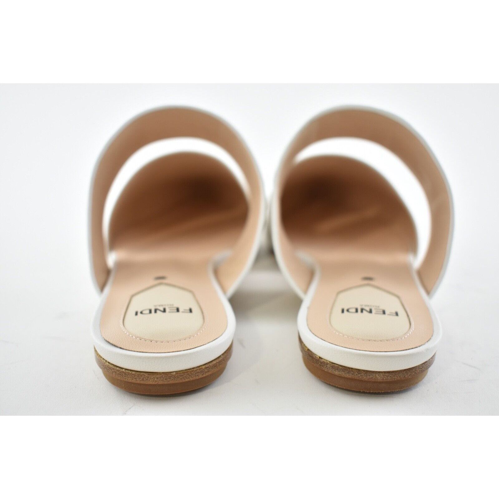 Fendi Fendi Motif FF Logo Snow White Leather Pointed Toe Ballerina Size US 9 / IT 39 - 11 Thumbnail