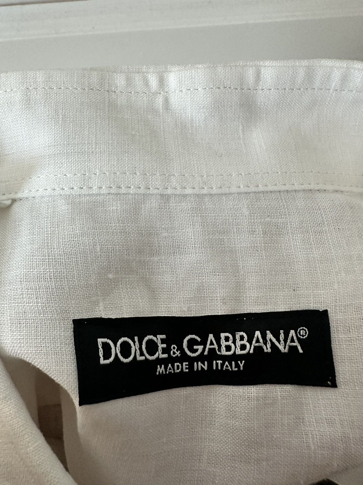 Dolce & Gabbana Dolce & Gabbana Casual White Linen Short Sleeve Size US L / EU 52-54 / 3 - 3 Thumbnail