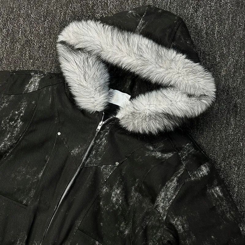 Japanese Brand Parka Coat Streetwear Loose Hooded Faux Mink Collar Size US L / EU 52-54 / 3 - 3 Thumbnail
