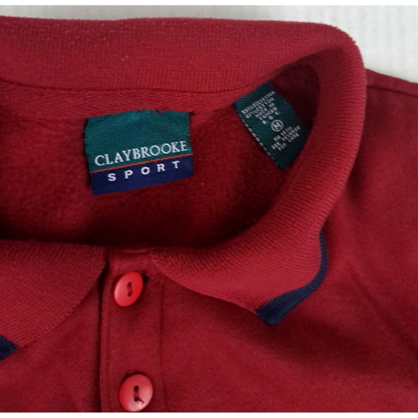 Vintage VINTAGE Claybrooke Men Sweater Embroidered 1/4 Button Long Sleeve Cotton Knit Dark Red Size M Golf Pullover Knit Winter Fall Spring Regular Size US M / EU 48-50 / 2 - 3 Thumbnail