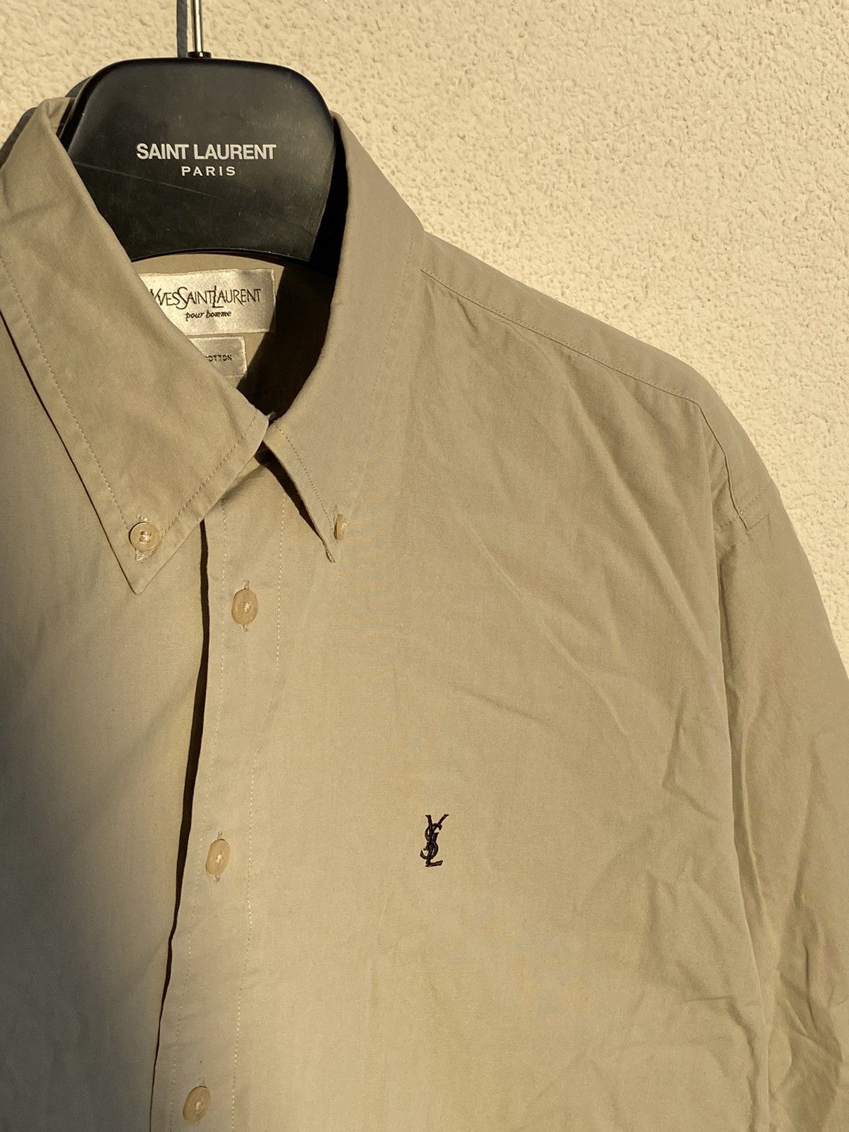 Yves Saint Laurent Cotton YSL Shirt Beige Size US L / EU 52-54 / 3 - 14 Thumbnail