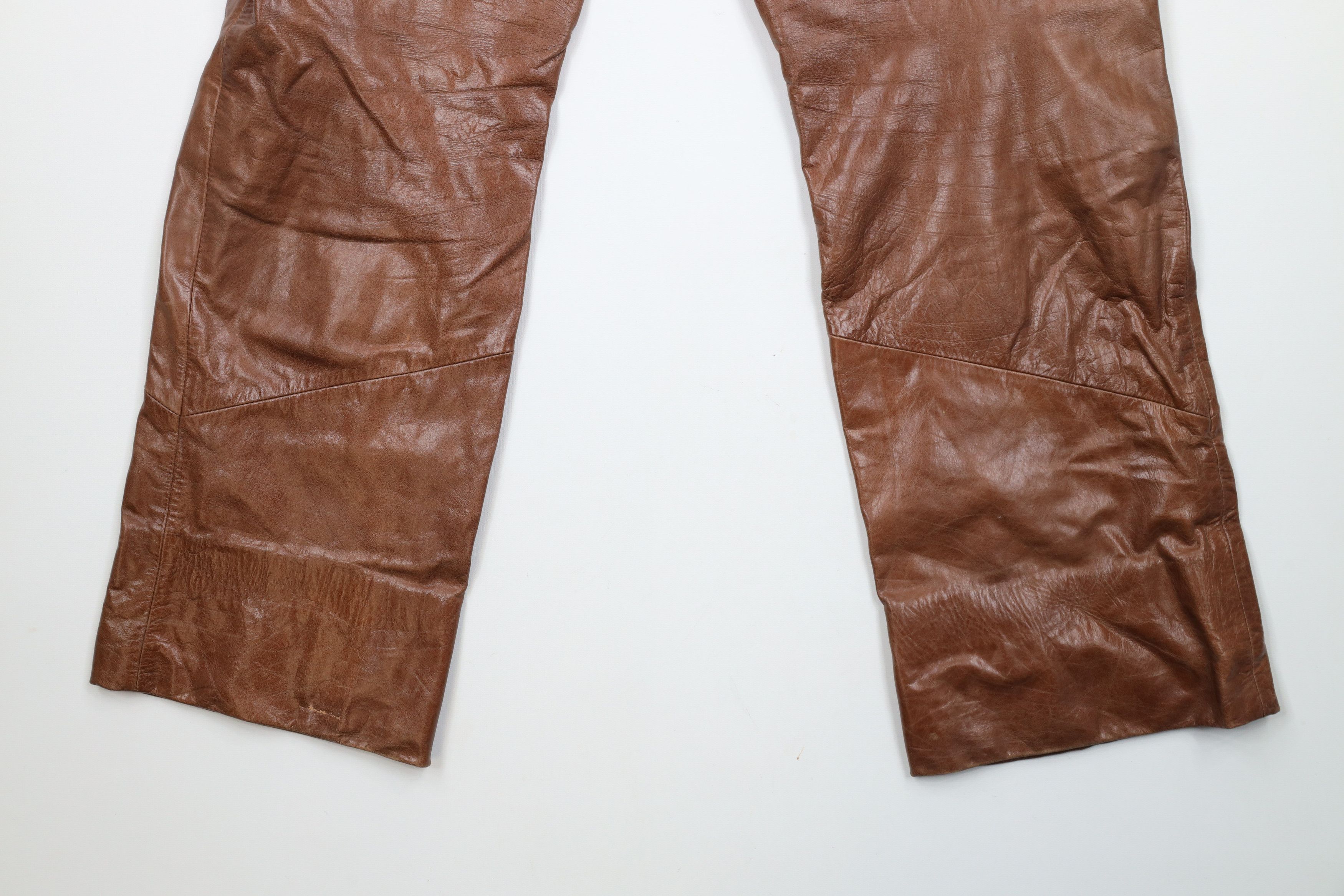 Vintage Vintage 90s Streetwear Pelle Leather Flared Pants Brown Size 36" / US 14 / IT 50 - 15 Thumbnail
