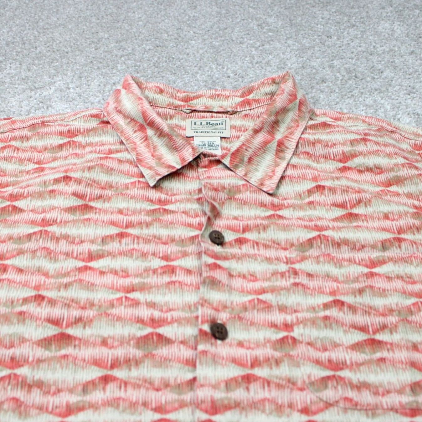 Vintage L.L. Bean Tropics Shirt Mens XL - Reg Red/Beige 100% Cotton Short Sleeve Button-Up Size US XL / EU 56 / 4 - 4 Thumbnail