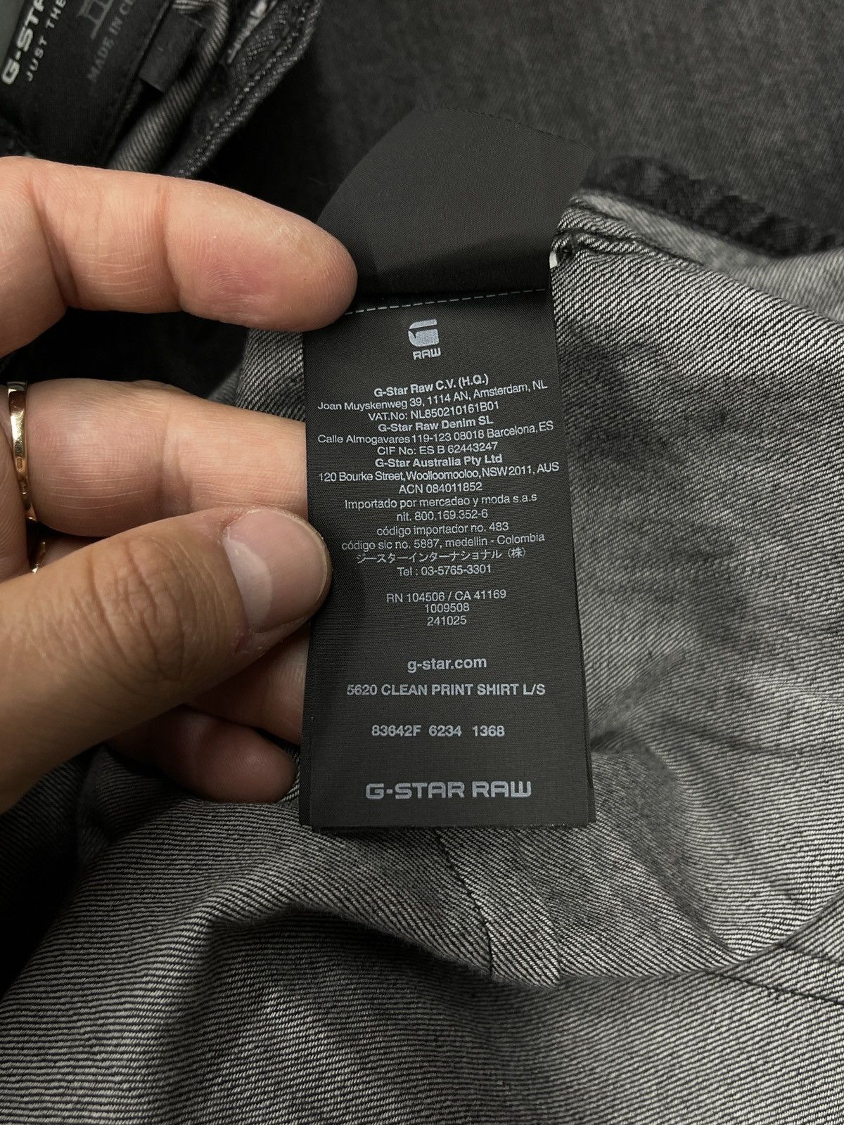 G-Star Mens G Star Raw 5620 Clean Print Shirt Denim Grey Size L Size US L / EU 52-54 / 3 - 10 Thumbnail