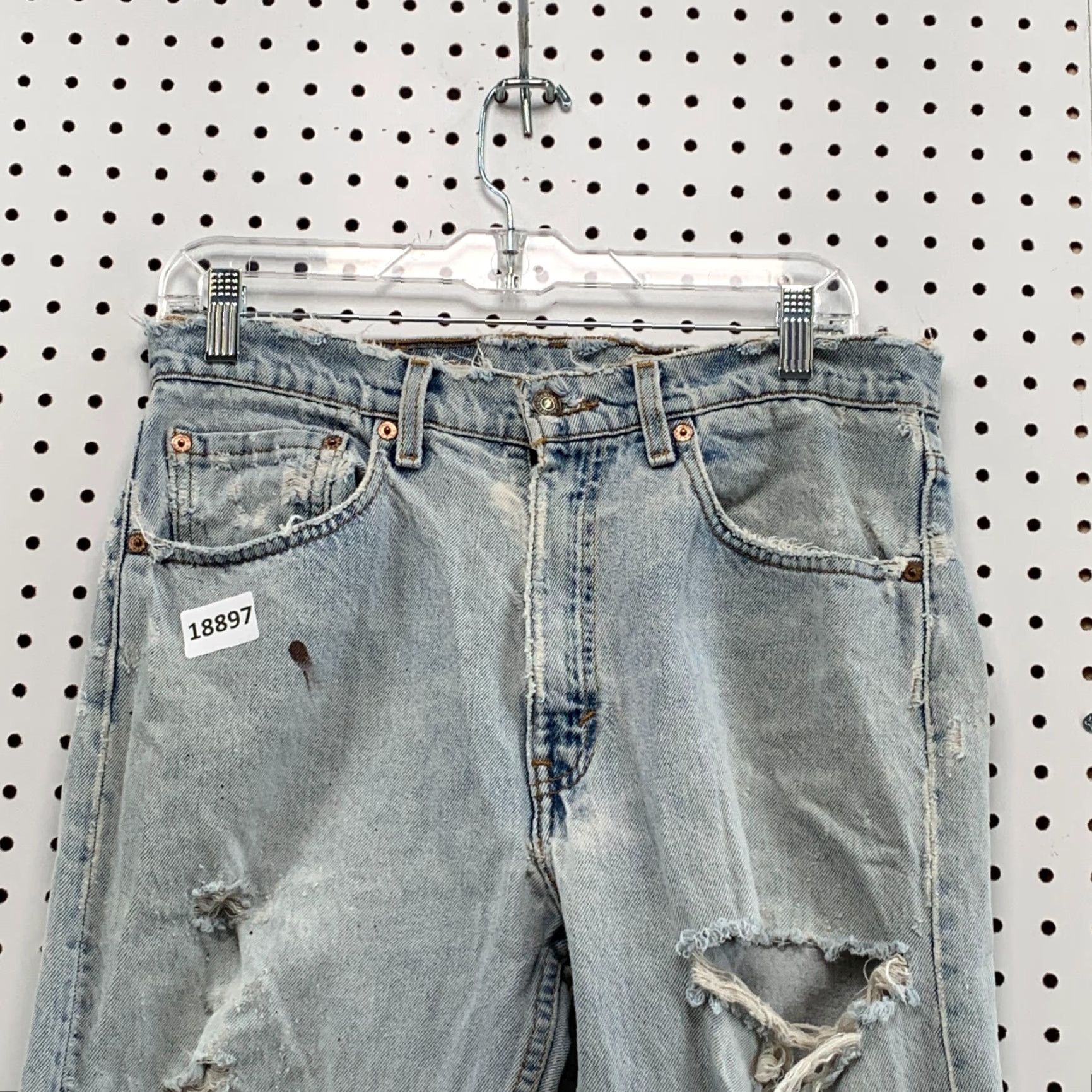 Levi's VINTAGE Levi's 505 Jeans Adult Men 31x29 Blue Distressed Straight Leg Regular Fit USA 90s Mens Size US 31 - 3 Thumbnail