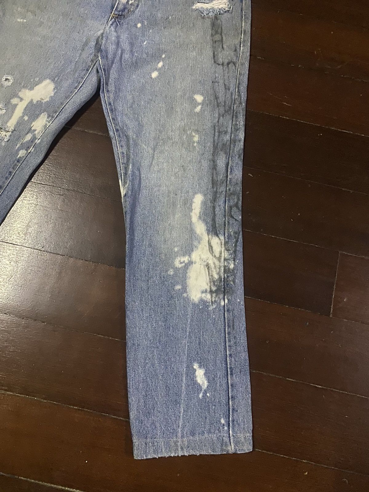Guess × Polo Ralph Lauren × Vintage Fire 🔥 vintage 90s GUESS MADE IN USA distressed jeans S1 Size US 35 - 7 Thumbnail