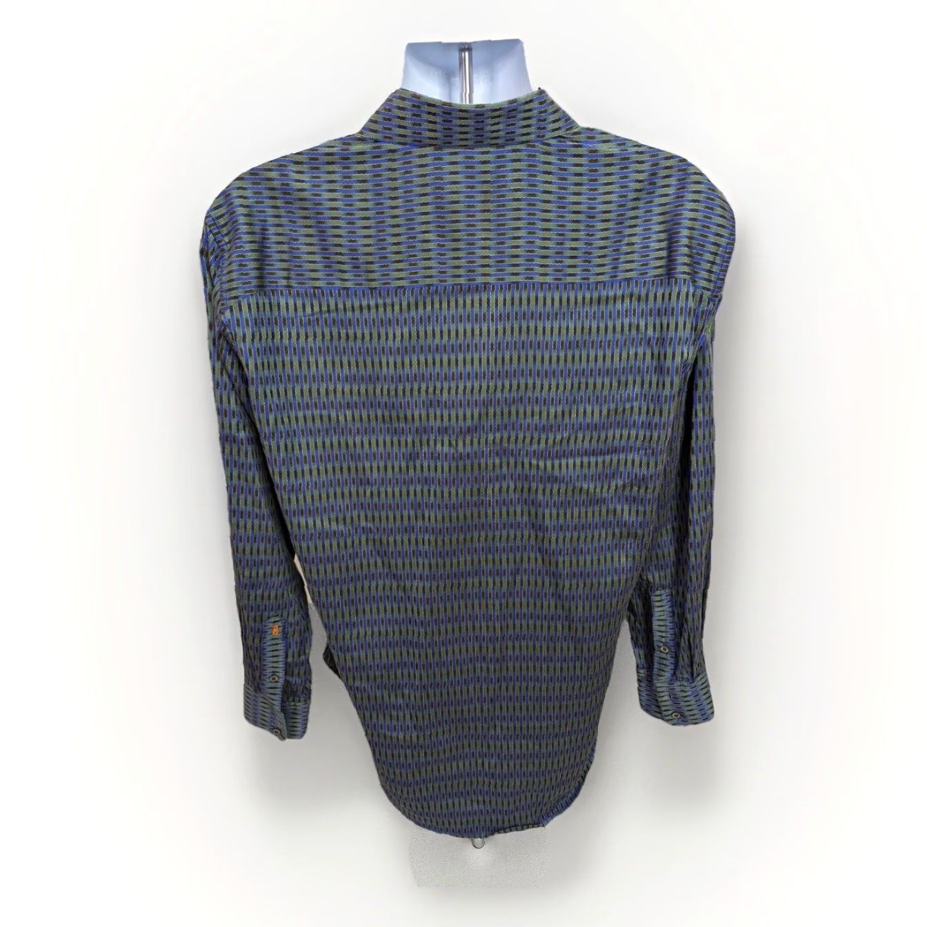 Robert Graham Robert Graham Shirt Large Purple Green Stripe Flip Cuff Dress Long Sleeve T2F Mens L Colorful Button-Up Shirt Size 42R - 4 Thumbnail