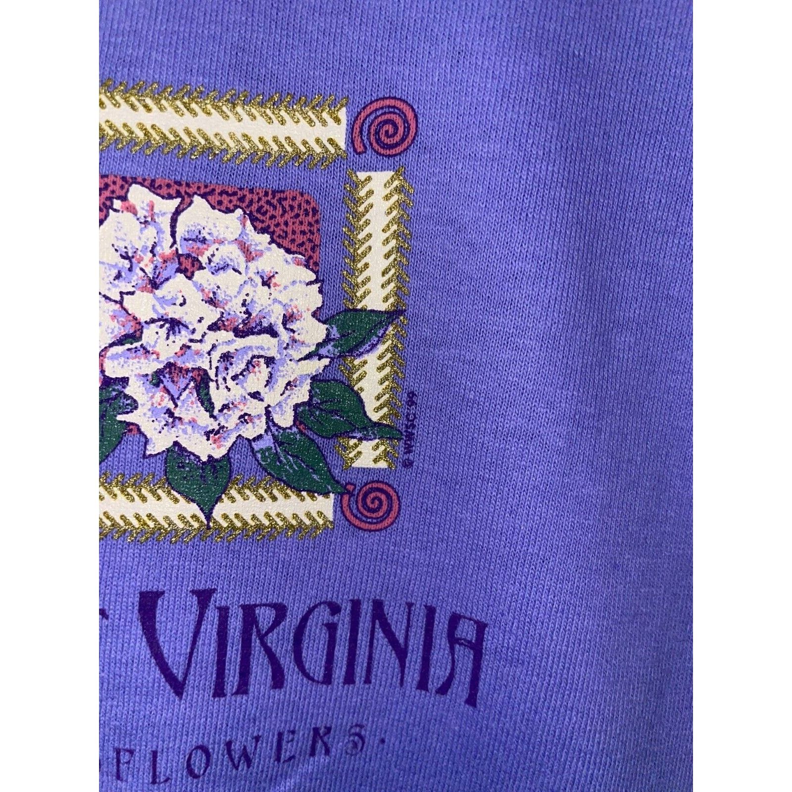 Jerzees Vintage West Virginia Shirt Wildflowers Purple Tee 90s VTG M Size US M / EU 48-50 / 2 - 5 Thumbnail