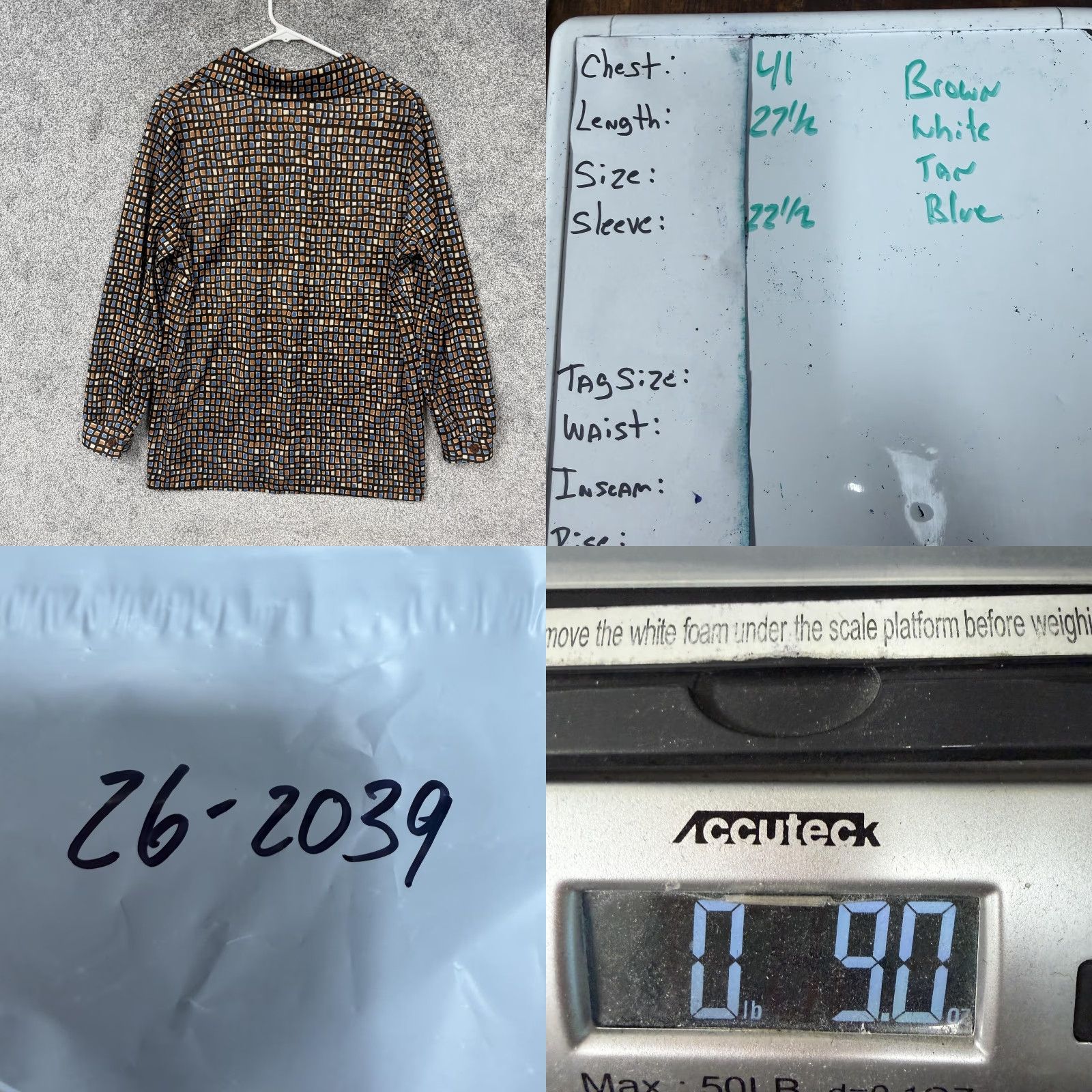 Vintage VINTAGE Mynette Blouse Geometric Brown 18 Women's Long Sleeve Button Front Collared ILGWU Secretary Modern Retro 70s Size XXL / US 16-18 / IT 52-54 - 8 Thumbnail