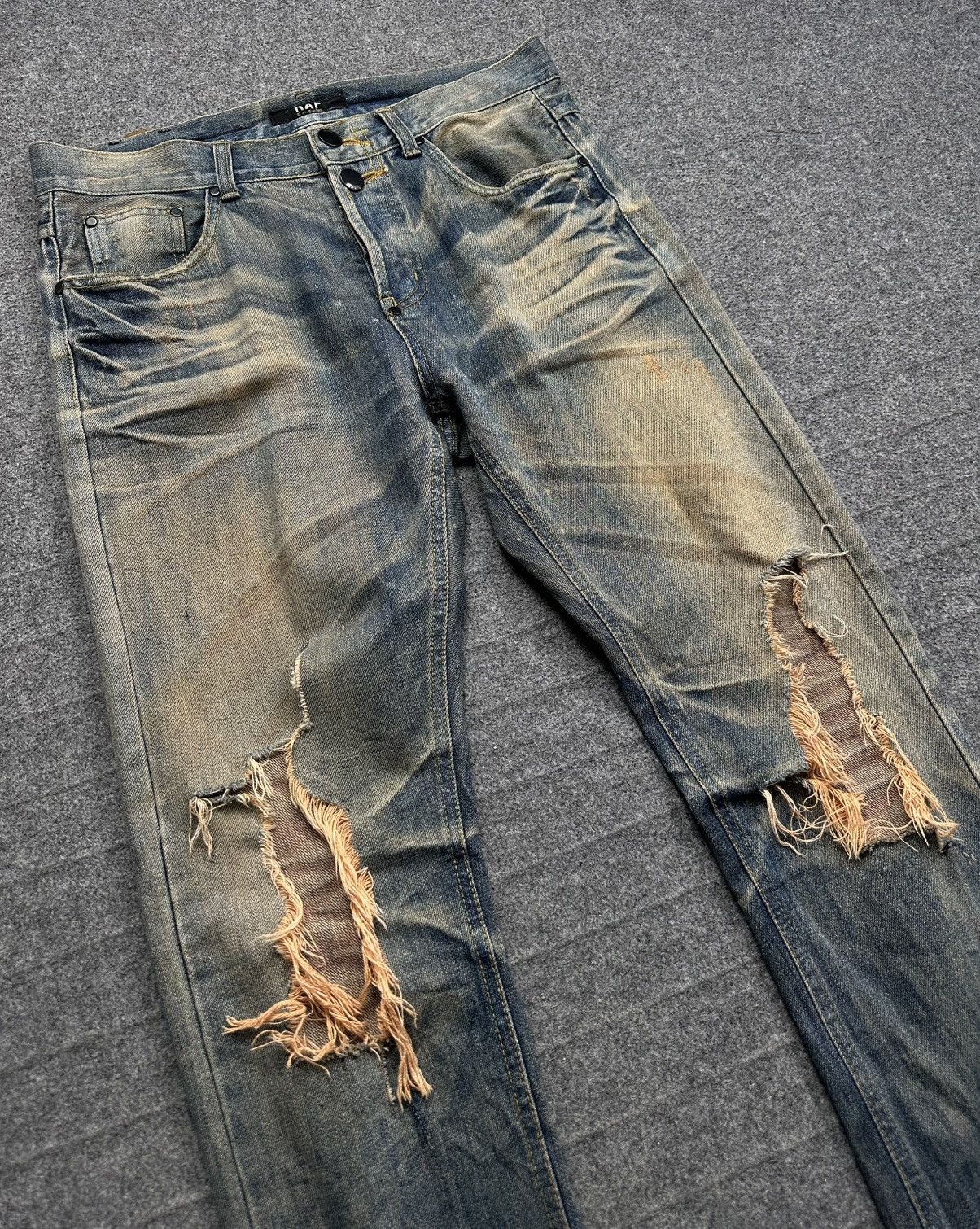 Raf by Raf Simons Raf By Raf Simons - Faded Blue Washed Ripped Knees Denim Size US 33 - 3 Thumbnail