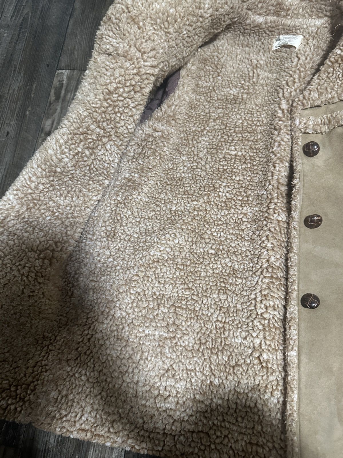 Vintage 1970s Fingerhut Fashions Faux Suedue Shearling Coat Size L / US 10 / IT 46 - 3 Thumbnail