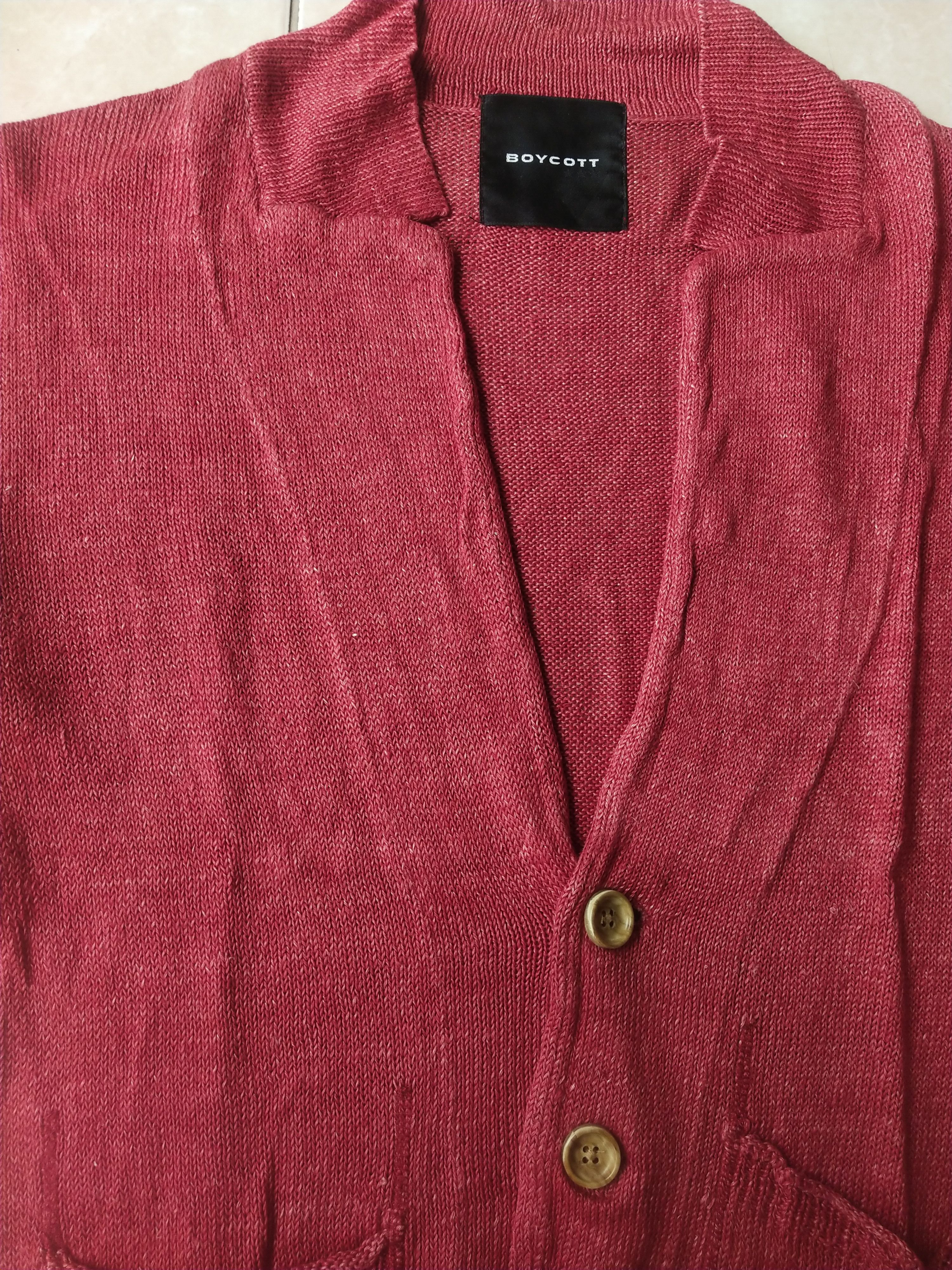 Boycott Vintage Boycott by World Co. Red Linen Knit Blazer Cardigan Size M / US 6-8 / IT 42-44 - 2 Thumbnail