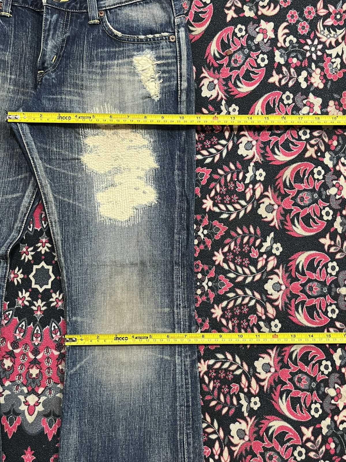 If Six Was Nine Edwin 503 Sashiko Pocket Studded Skull Painting Flare Jeans Size 28" / US 6 / IT 42 - 14 Thumbnail