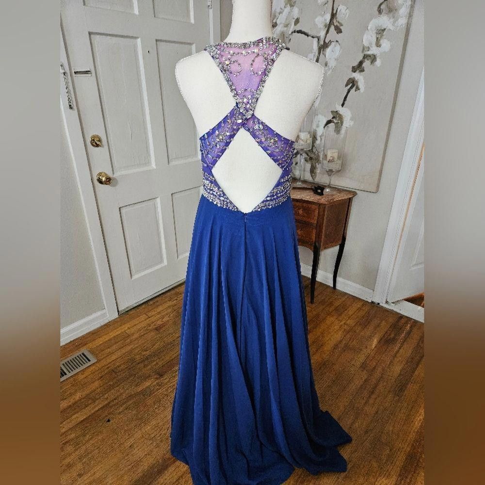 Designer Promfy A-line chiffon ombre party dress Size L / US 10 / IT 46 - 2 Thumbnail