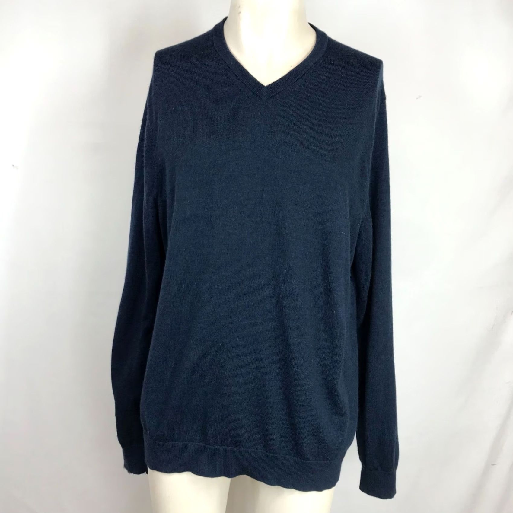 Calvin Klein CALVIN KLEIN Sweater XL NAVY Long Sleeve V Neck Mens Size US XL / EU 56 / 4 - 2 Thumbnail
