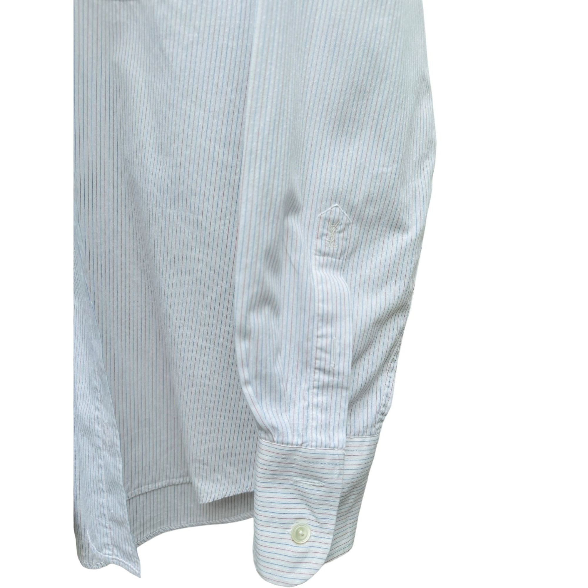 Yves Saint Laurent White Striped Shirt Size US M / EU 48-50 / 2 - 3 Thumbnail