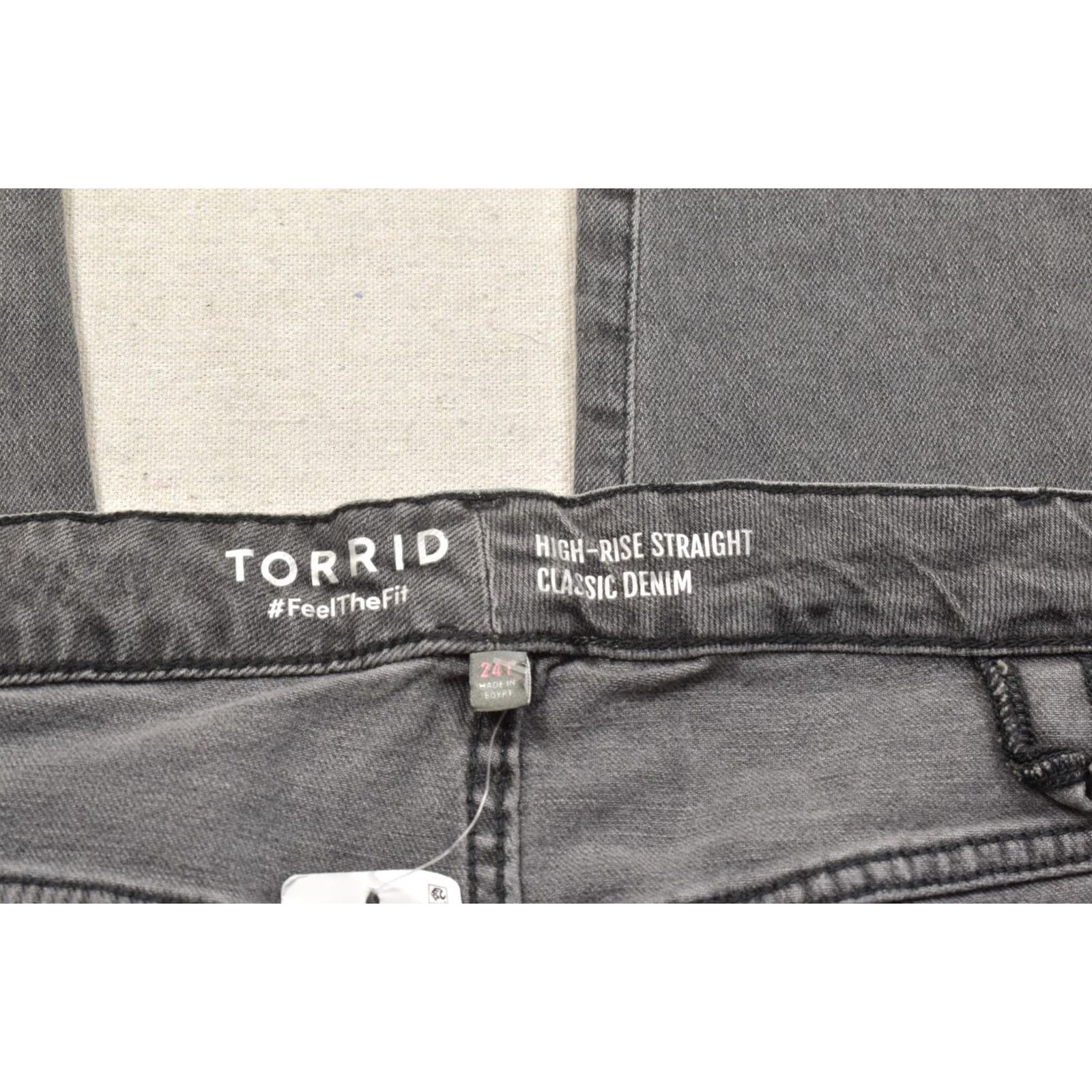 Torrid Torrid Black Denim Jeans Two Tone High Rise Straight Plus Size 24 Tall Womens Jeans Stretch 5-Pocket Zip Modern Classic Size 42" / US 20 - 4 Thumbnail