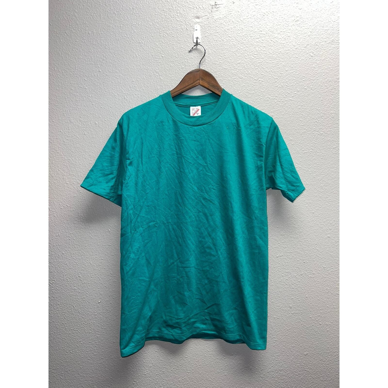 Jerzees Vintage Blank Shirt Jerzees 50/50 Teal Green Plain M Tee Size US M / EU 48-50 / 2 - 1 Thumbnail