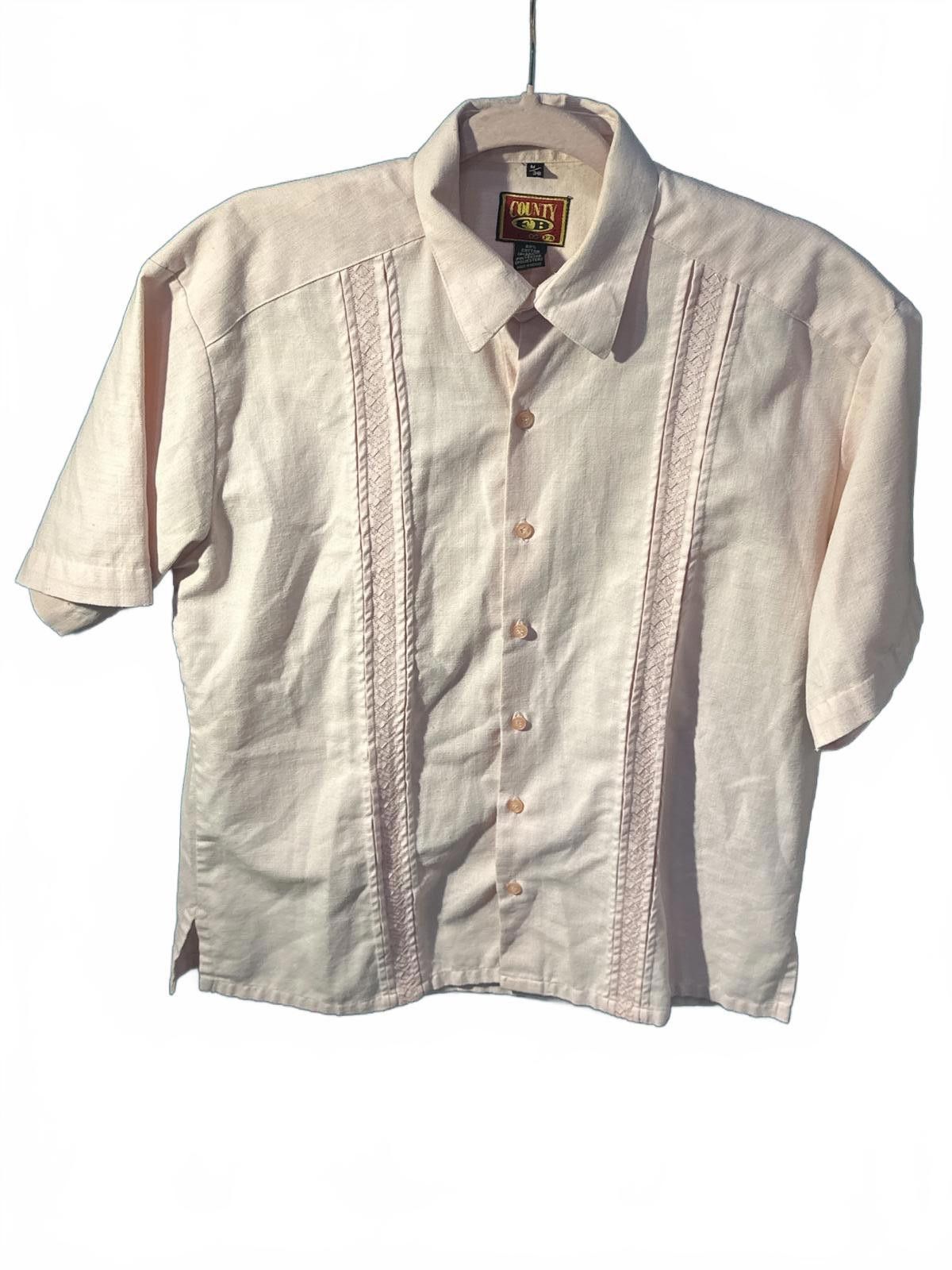 Full Count & Co. VTG County FB Men's Medium Pink Embroidered Cubavera Shirt Size US M / EU 48-50 / 2 - 1 Thumbnail