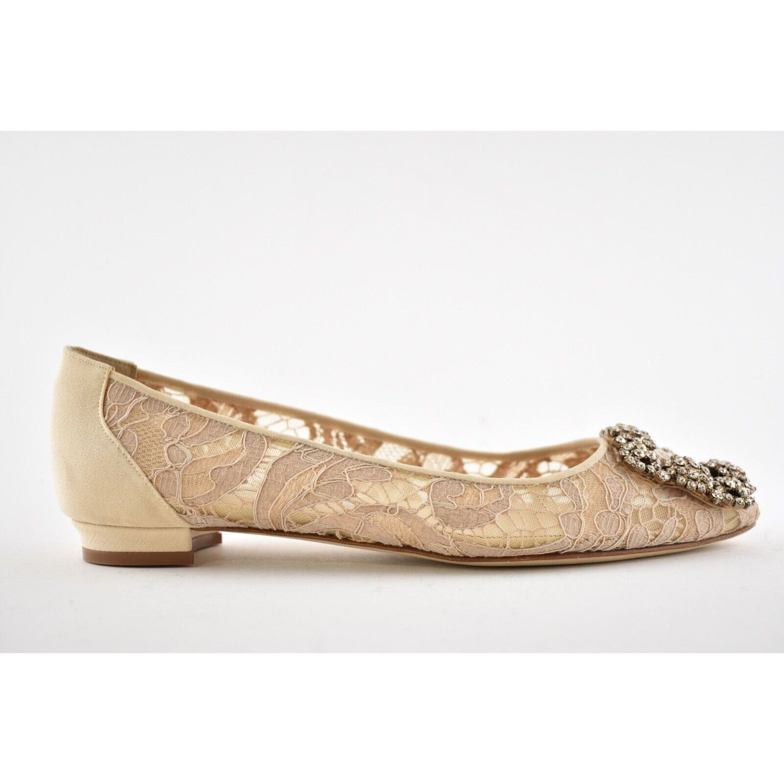 Manolo Blahnik Hangisi Flat Lace Crystal Jewel Buckle Ballerina Ballet 35 Size US 5 / IT 35 - 2 Thumbnail