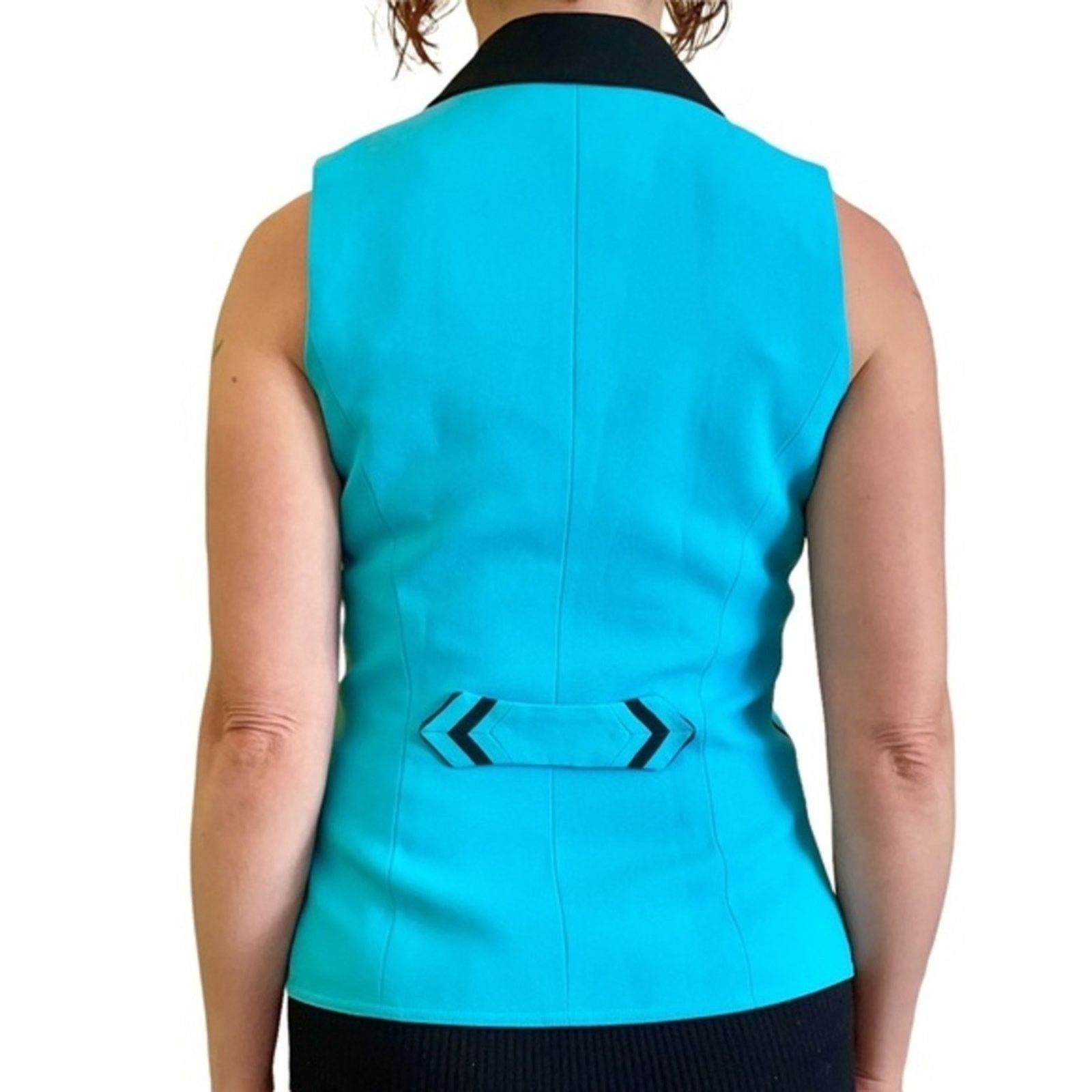 Vintage Alberto Makali Vintage Turquoise Striped Zipper Vest Top Size S / US 4 / IT 40 - 3 Thumbnail