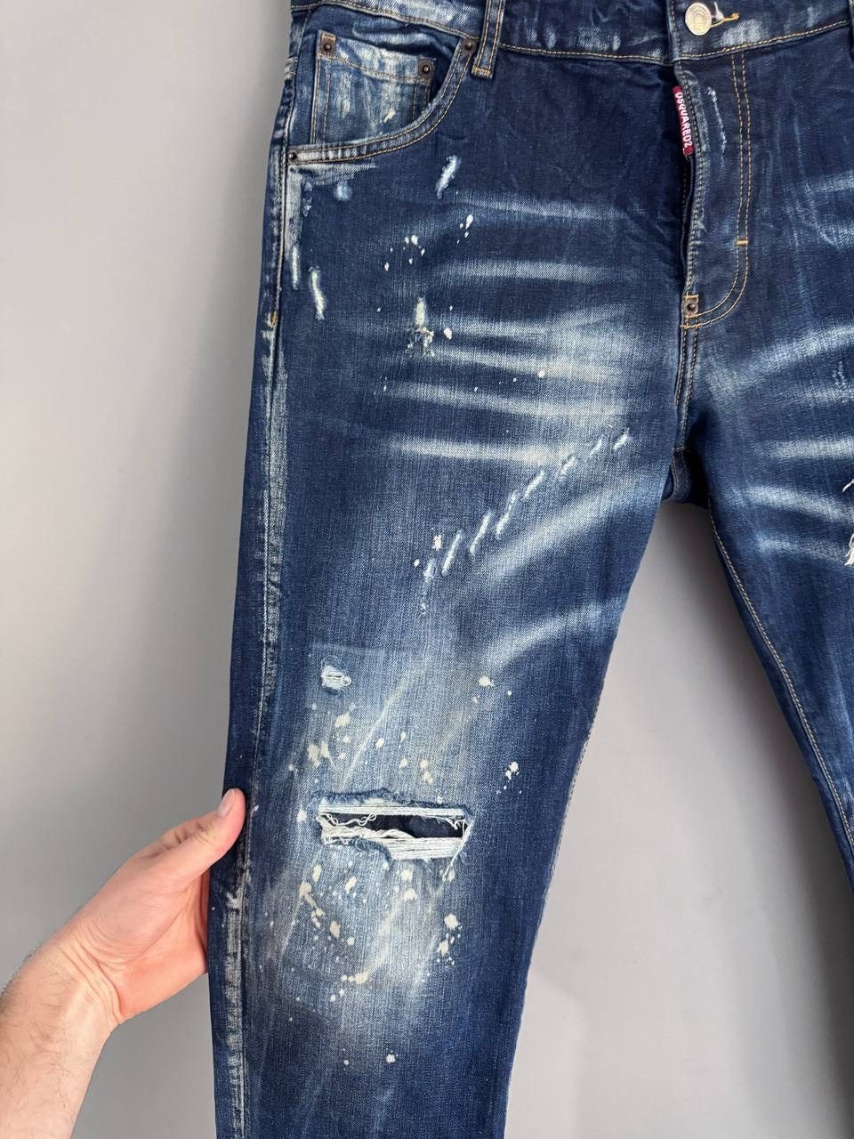 Dsquared2 Dsquared2 Blue Distressed Men's Slim Jeans Size 54 / W35 L32 Size US 35 - 6 Thumbnail