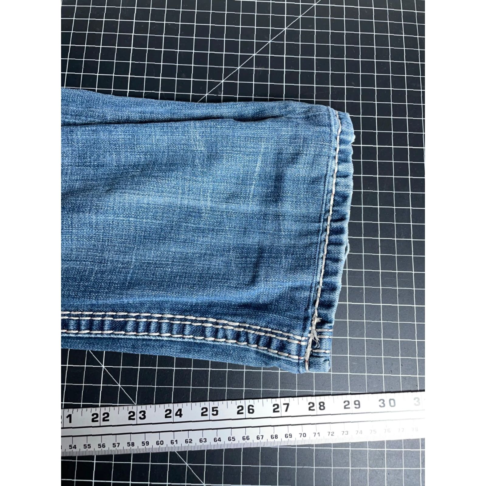 Vintage Rock Revival Jeans Straight 32x28 Men's Blue Distressed Studded 90s Rock Denim Denim Shirt? Size US 32 / EU 48 - 7 Thumbnail