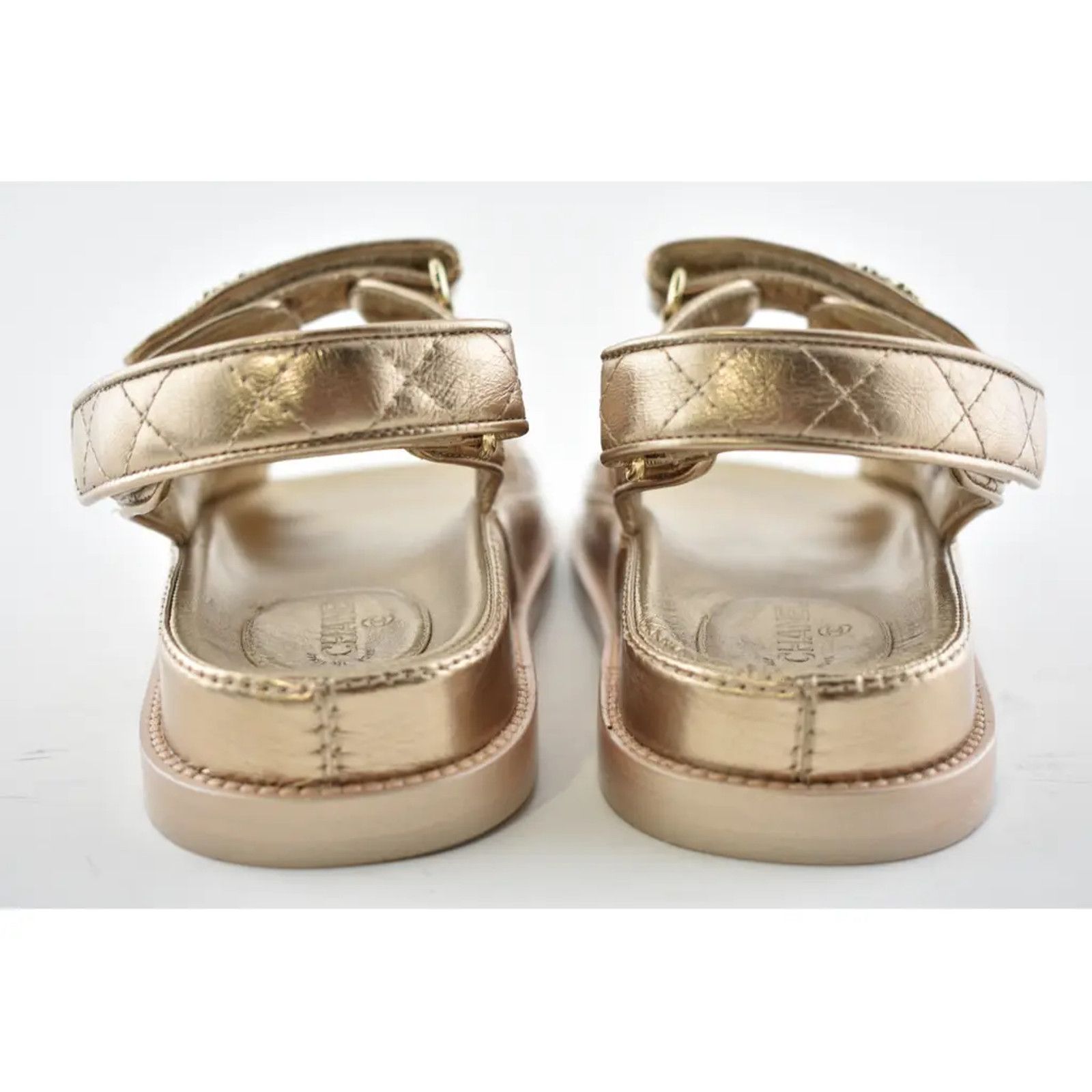 Chanel Chanel 21C Bronze Quilted Chain CC Logo Mule Slide Strap Size US 7 / IT 37 - 11 Thumbnail