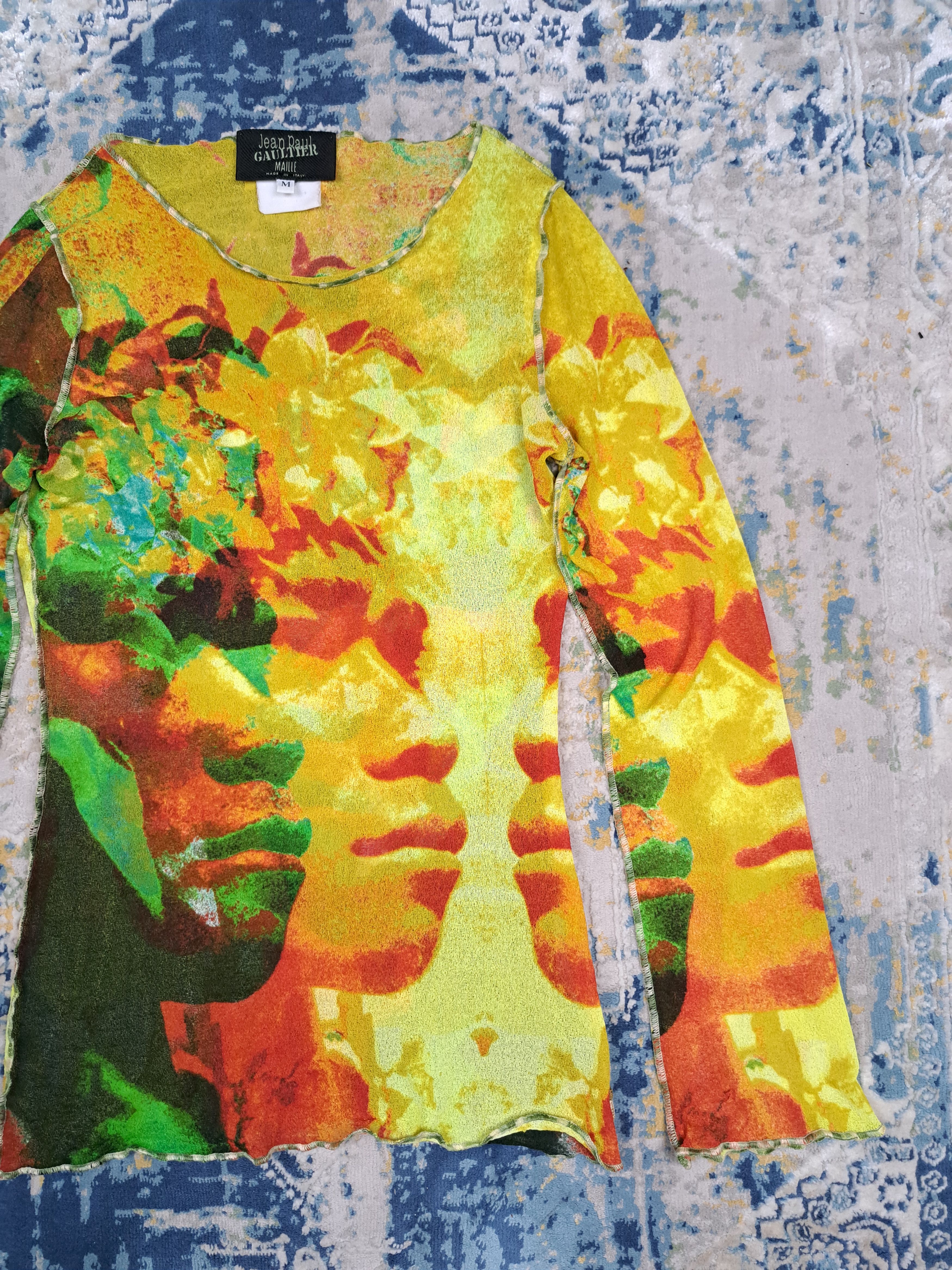 Jean Paul Gaultier SS 2000 Jean Paul Gaultier Psychedelic Faces LSD Mesh Top Size M / US 6-8 / IT 42-44 - 4 Thumbnail