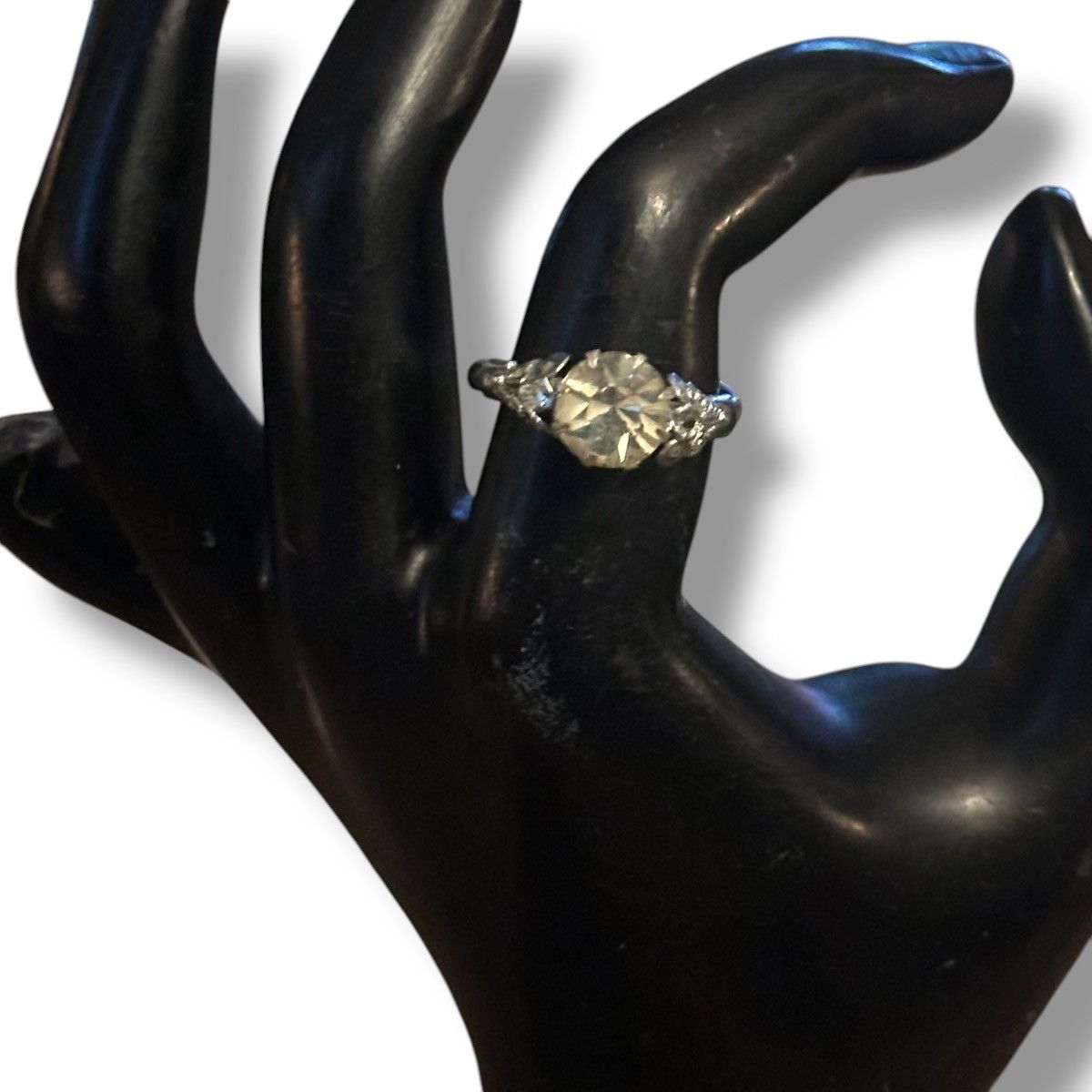 Vintage Vintage silver tone solitaire rhinestone ring Size ONE SIZE - 2 Thumbnail