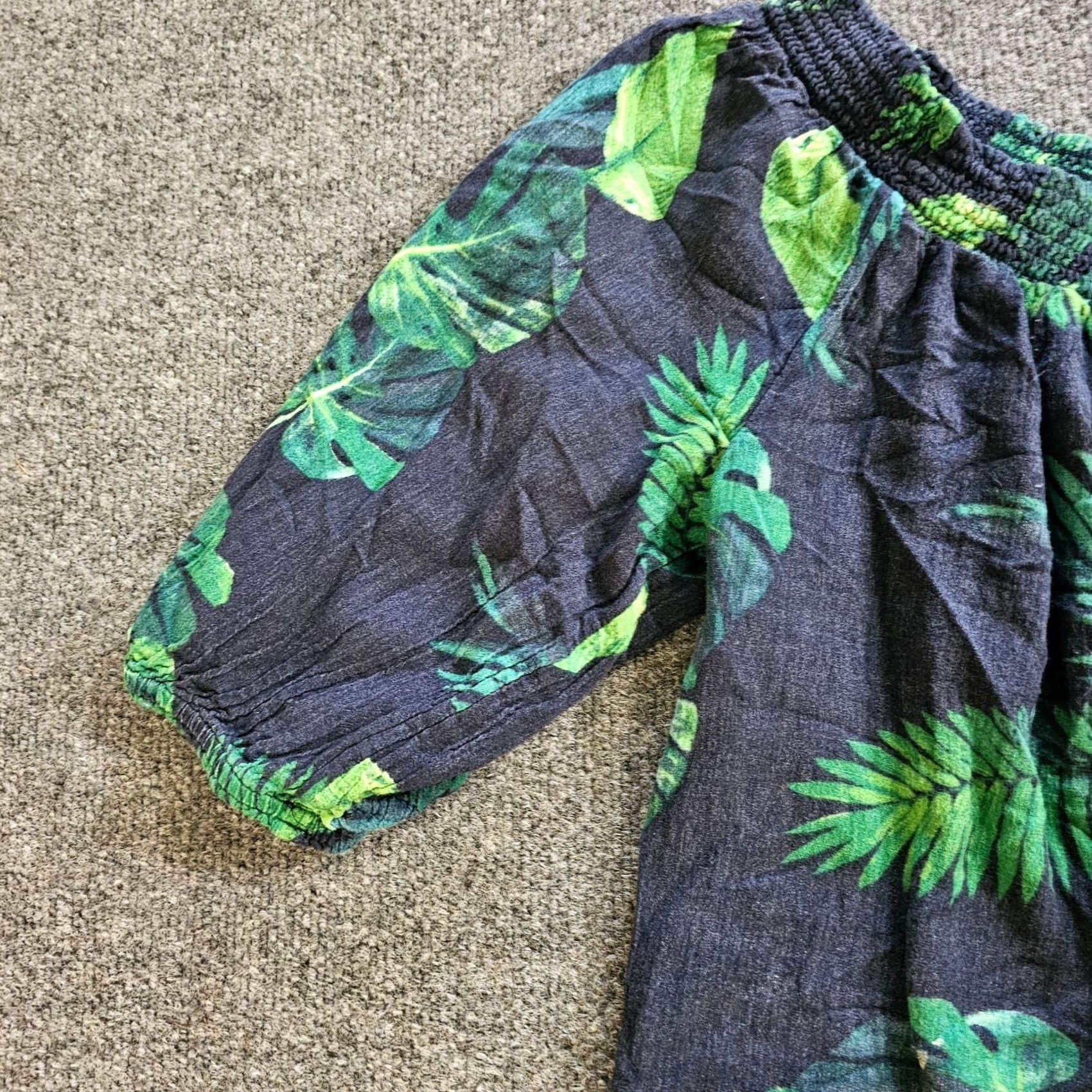 Old Navy Old Navy Top Shirt 2X Black Linen Blend Off Shoulder Tropical Leaves Blouse Women SLIM OFF SHOULDER Vintage: No Size XXL / US 16-18 / IT 52-54 - 4 Thumbnail