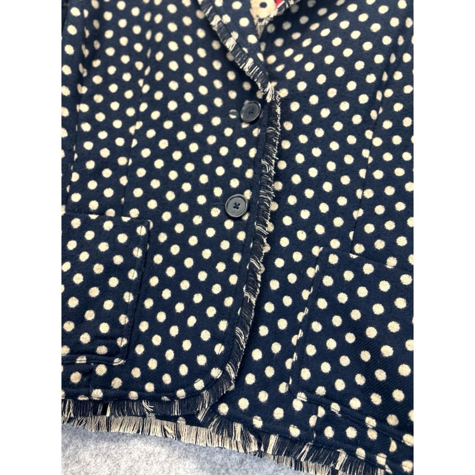 Boden Boden Blazer Jacket - Navy Mix Wool Blend - Spotted Fringe Size XL / US 12-14 / IT 48-50 - 3 Thumbnail