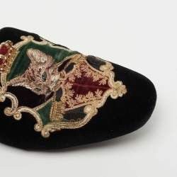 Dolce & Gabbana o1y0125 Velvet Embroidered Loafers in Black Size US 8.5 / EU 41-42 - 6 Thumbnail