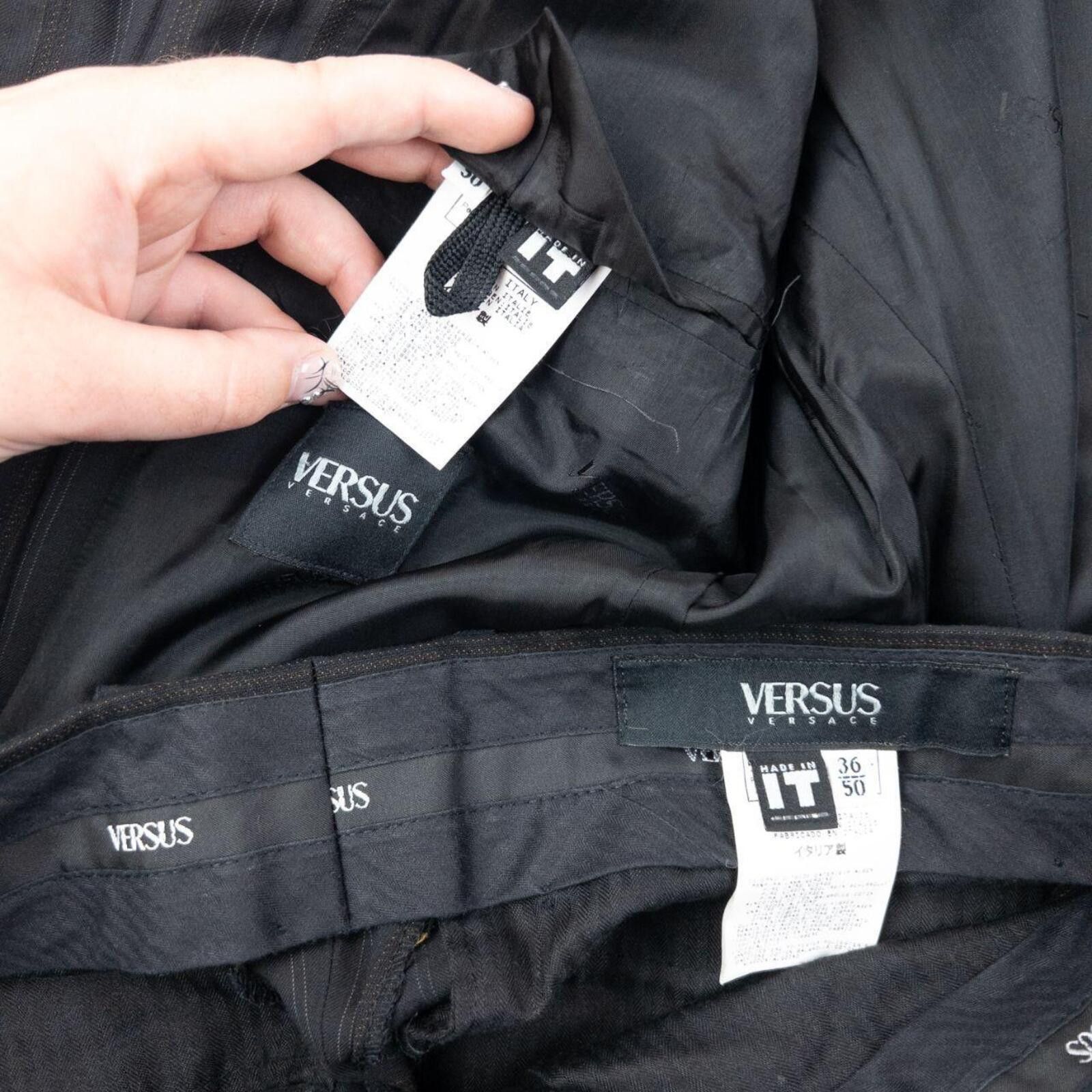 Versus Vintage Versace Versus Pinstripe Jacket & Trousers Suit XL Size 44R - 8 Thumbnail