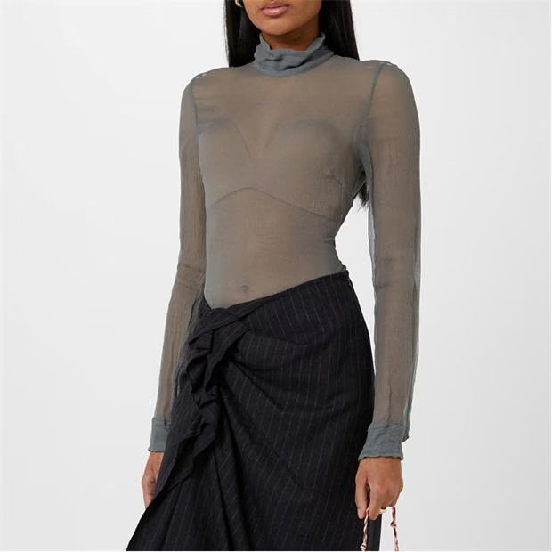 Dries Van Noten o1g2r1mq1024 Crop Top in Light Grey Size M / US 6-8 / IT 42-44 - 3 Thumbnail