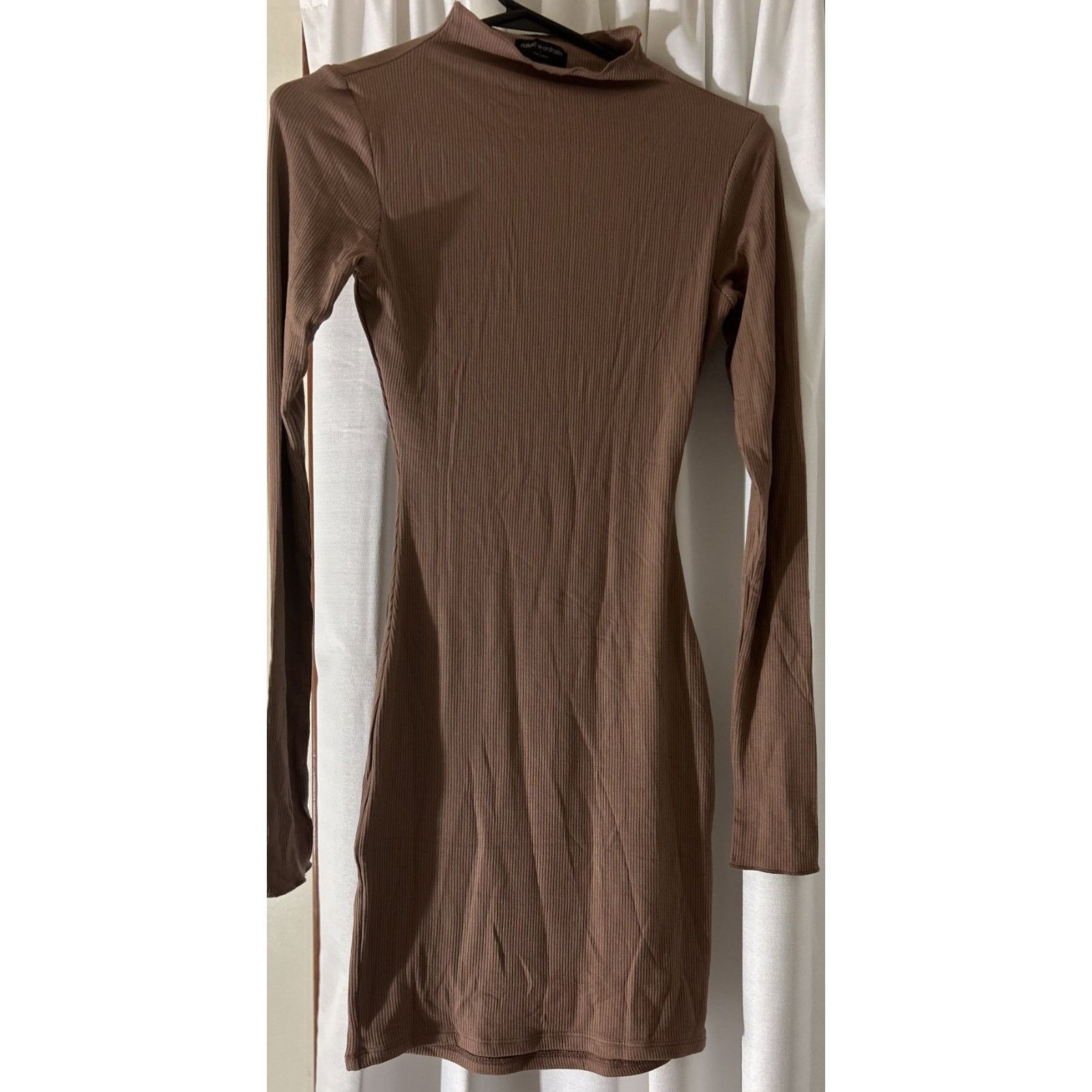 Other NWOT-Women's Naked Wardrobe Ribbed Knit Mini Dress Brown-S Size S / US 4 / IT 40 - 5 Thumbnail