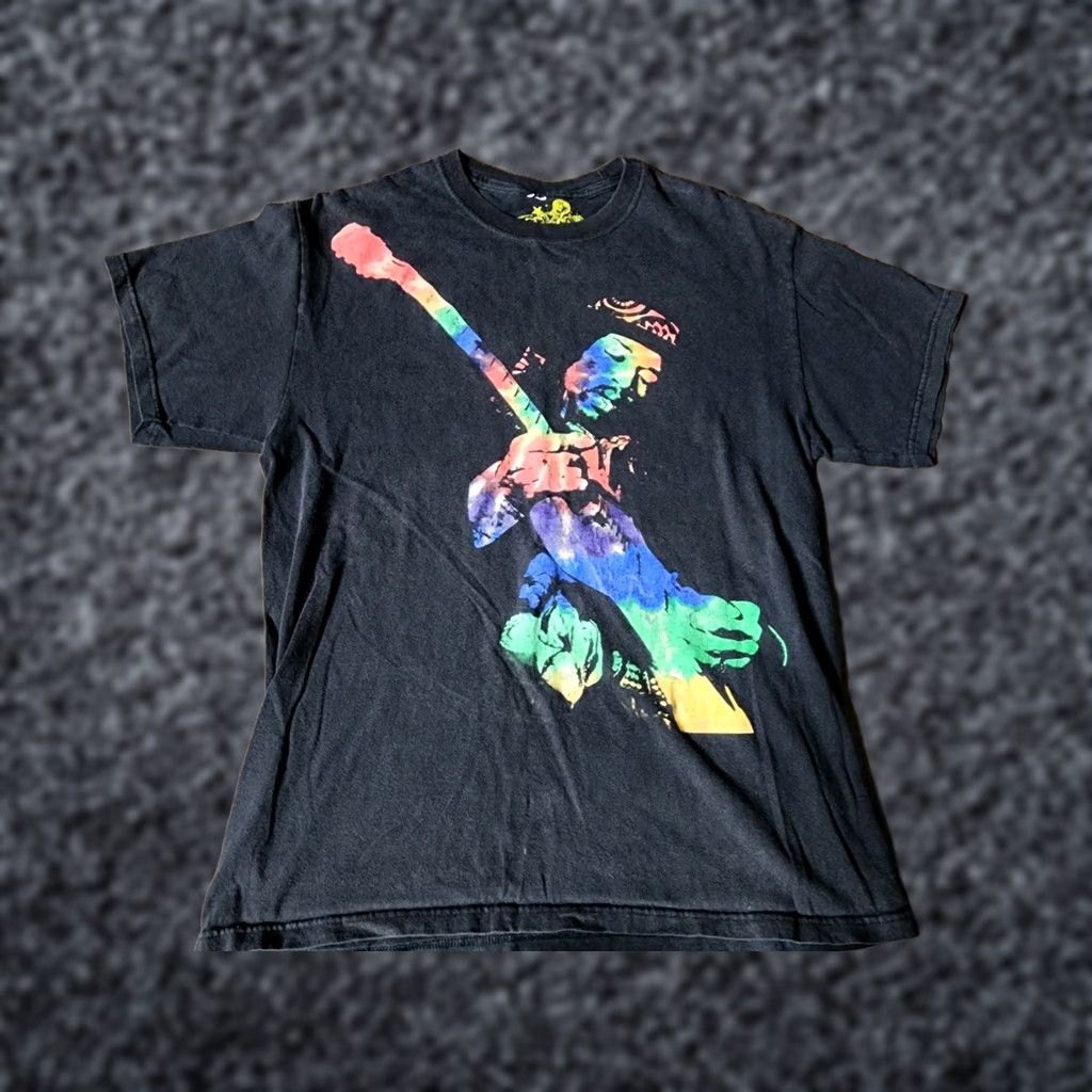 Etro VINTAGE Rock Icons Jimi Hendrix Tie Dye Logo Band Tee T Shirt Mens M Black Cotton Graphic Print Short Sleeve Crew Neck 2000s Size US M / EU 48-50 / 2 - 1 Thumbnail