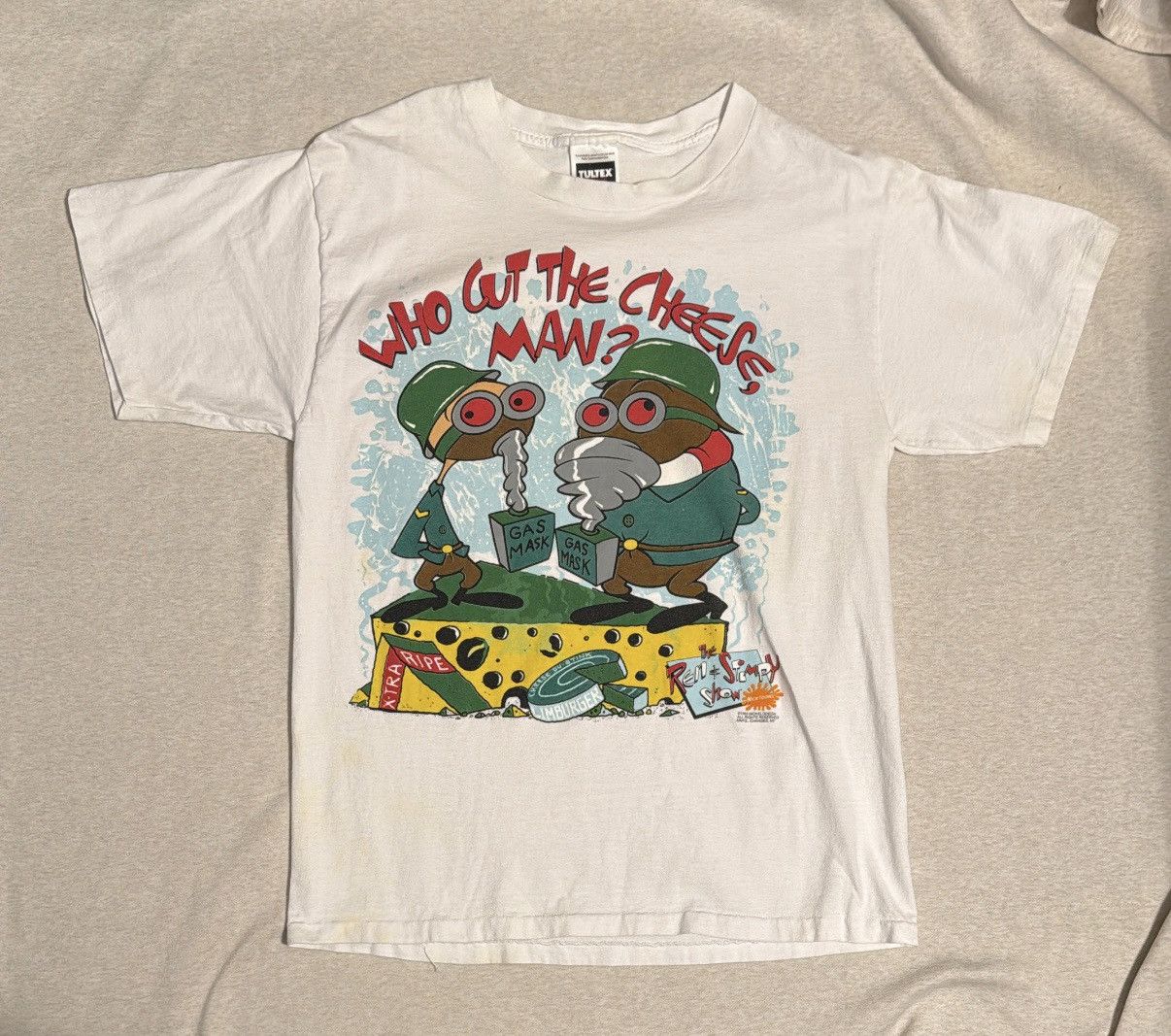Nickelodeon Vintage 1993 Ren & Stimpy Who Cut The Cheese T-shirt Large Size US L / EU 52-54 / 3 - 1 Thumbnail