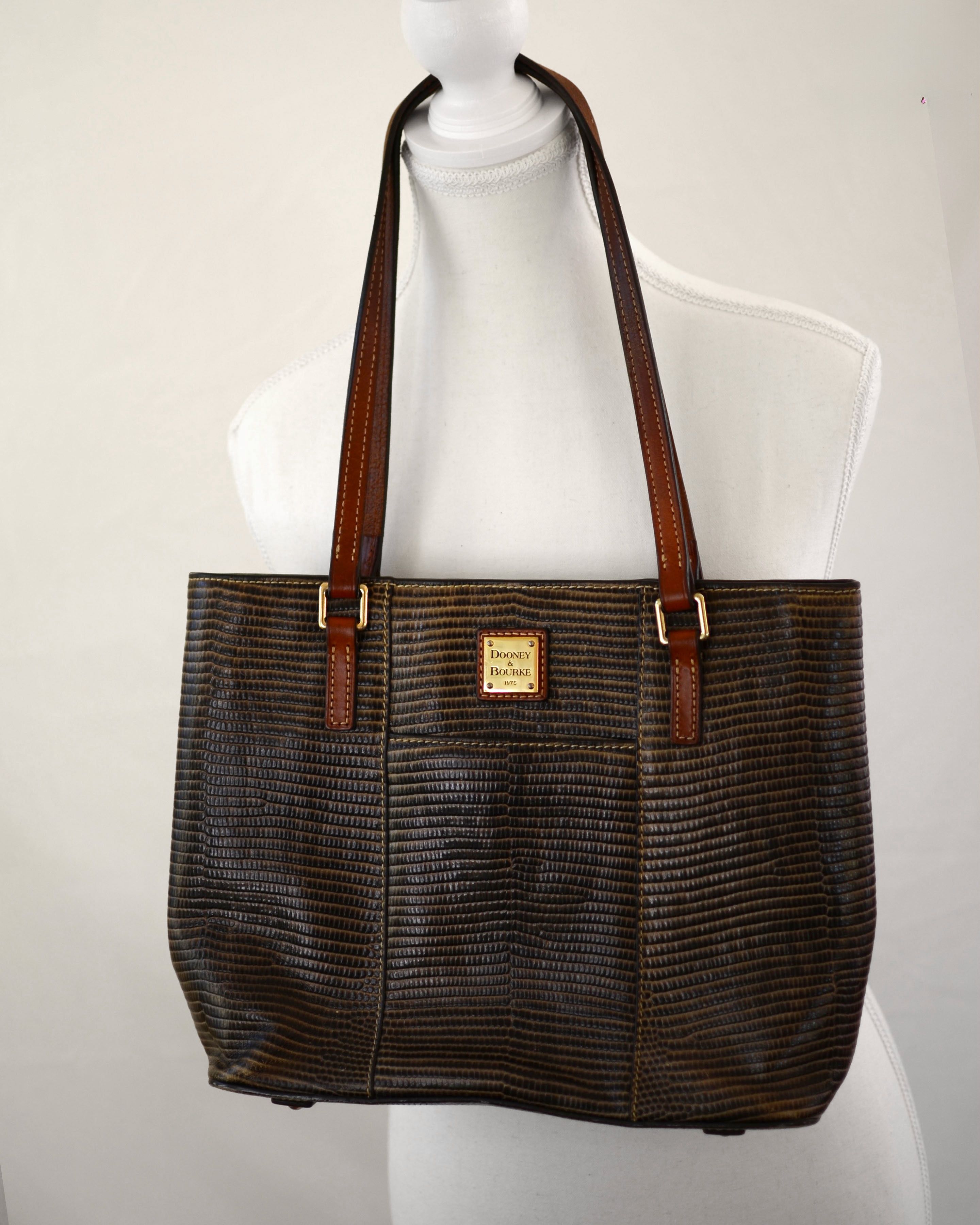Dooney & Bourke DONNEY & BROOKE BROWN ALLIGATOR STYLE TOTE Size ONE SIZE - 1 Thumbnail