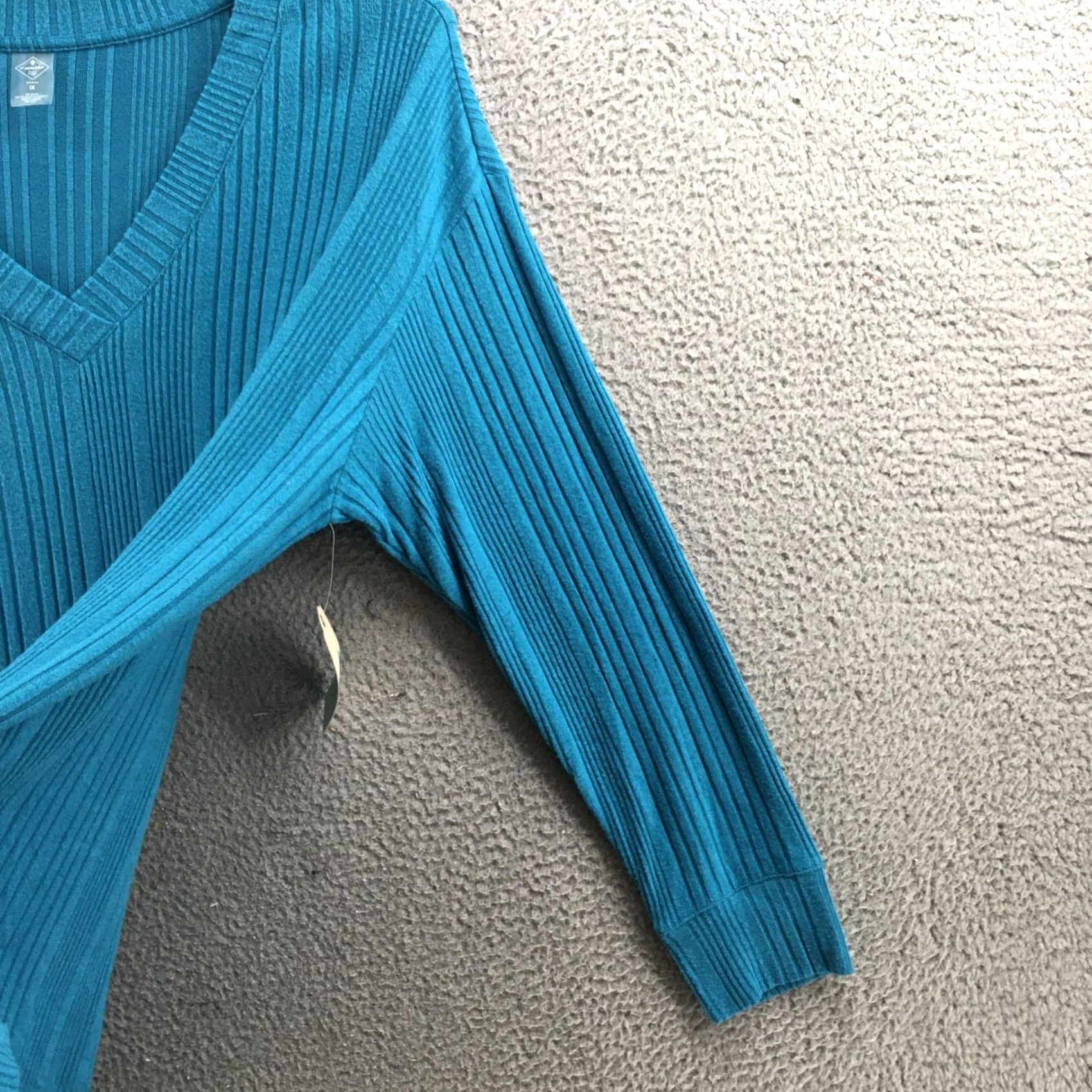 Vintage St Johns Bay Ribbed Knit Top Womens 1X Plus Blue V-Neck Long Sleeve Casual NEW T-Shirt Regular Womens Blue 1X Plus Size XL / US 12-14 / IT 48-50 - 4 Thumbnail