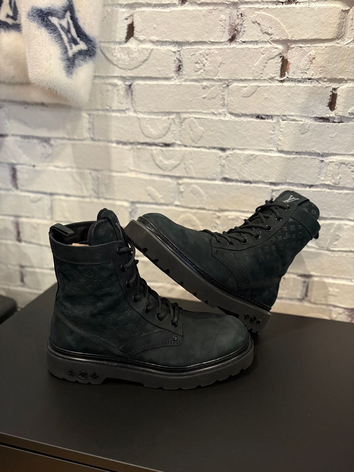 Louis Vuitton Louis Vuitton Suede Monogram Boots Black NB Size 11.5LV Size US 13 / EU 46 - 1 Thumbnail