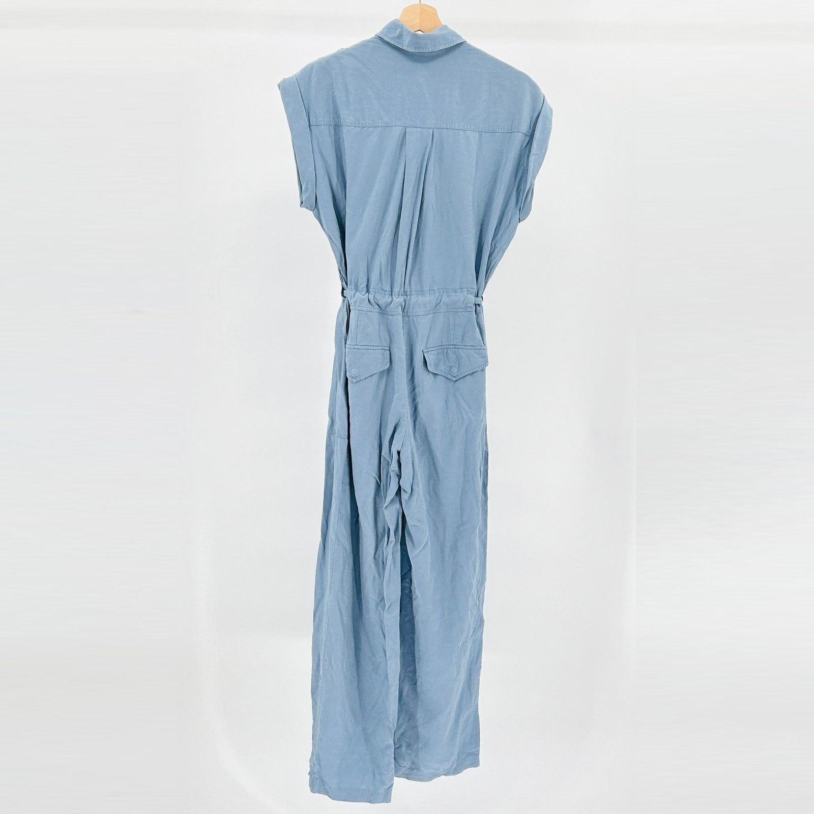 Rag & Bone Y2K Light Blue Linen Blend Button-Front Utility Jumpsuit Size 26" / US 2 / IT 38 - 5 Thumbnail