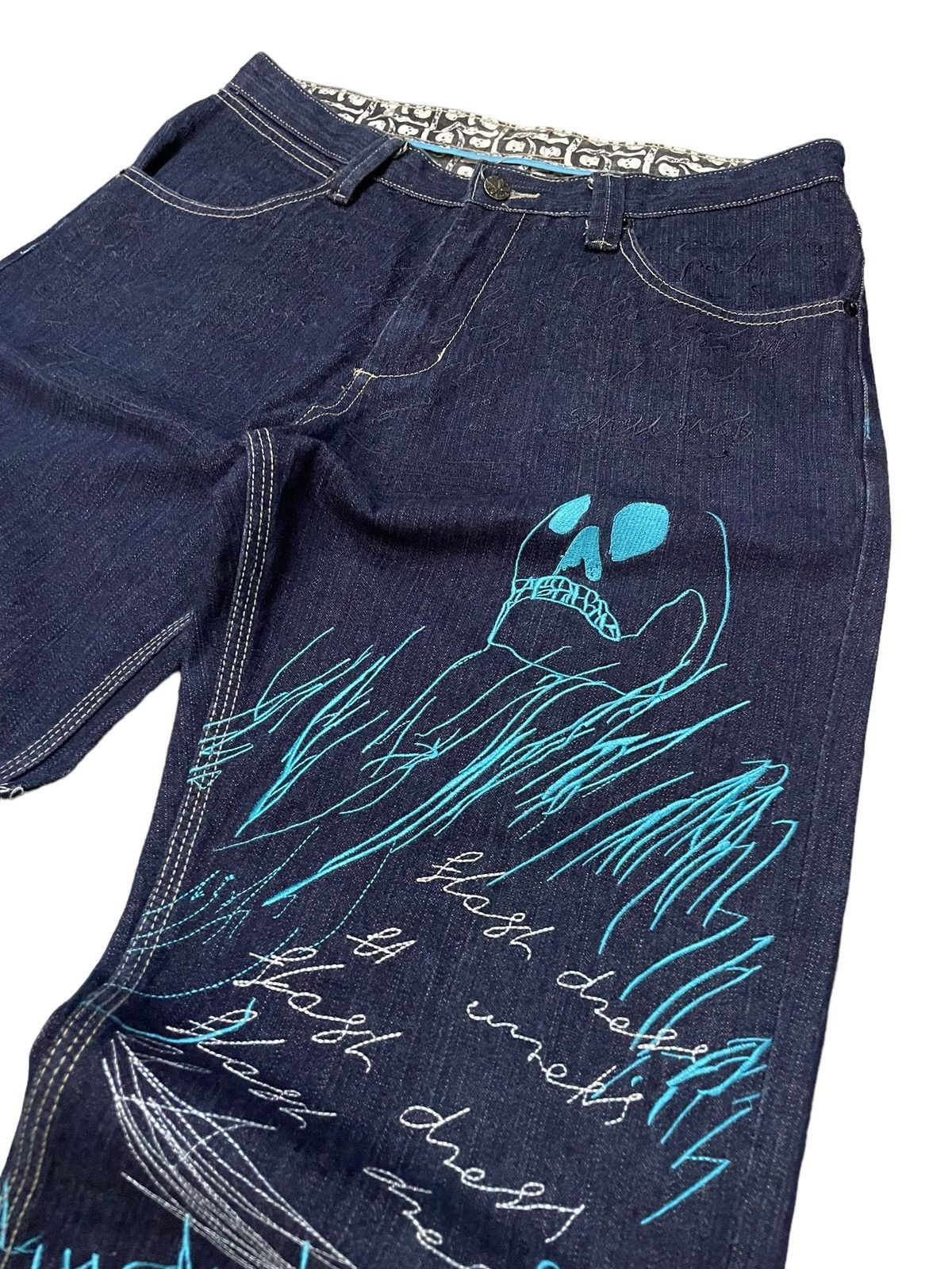 Japanese Brand Artful Dodger Jesse Pinkman Embroidered Poems Baggy Jeans Size US 34 / EU 50 - 12 Thumbnail