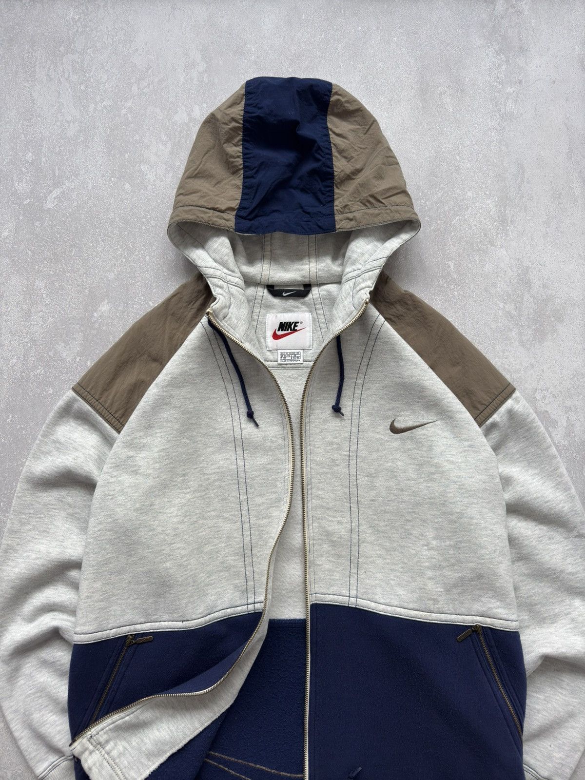 Nike × Vintage Vintage Nike 90s Light Jacket Zip Hoodie Big Swoosh Logo Y2K Size US XL / EU 56 / 4 - 3 Thumbnail
