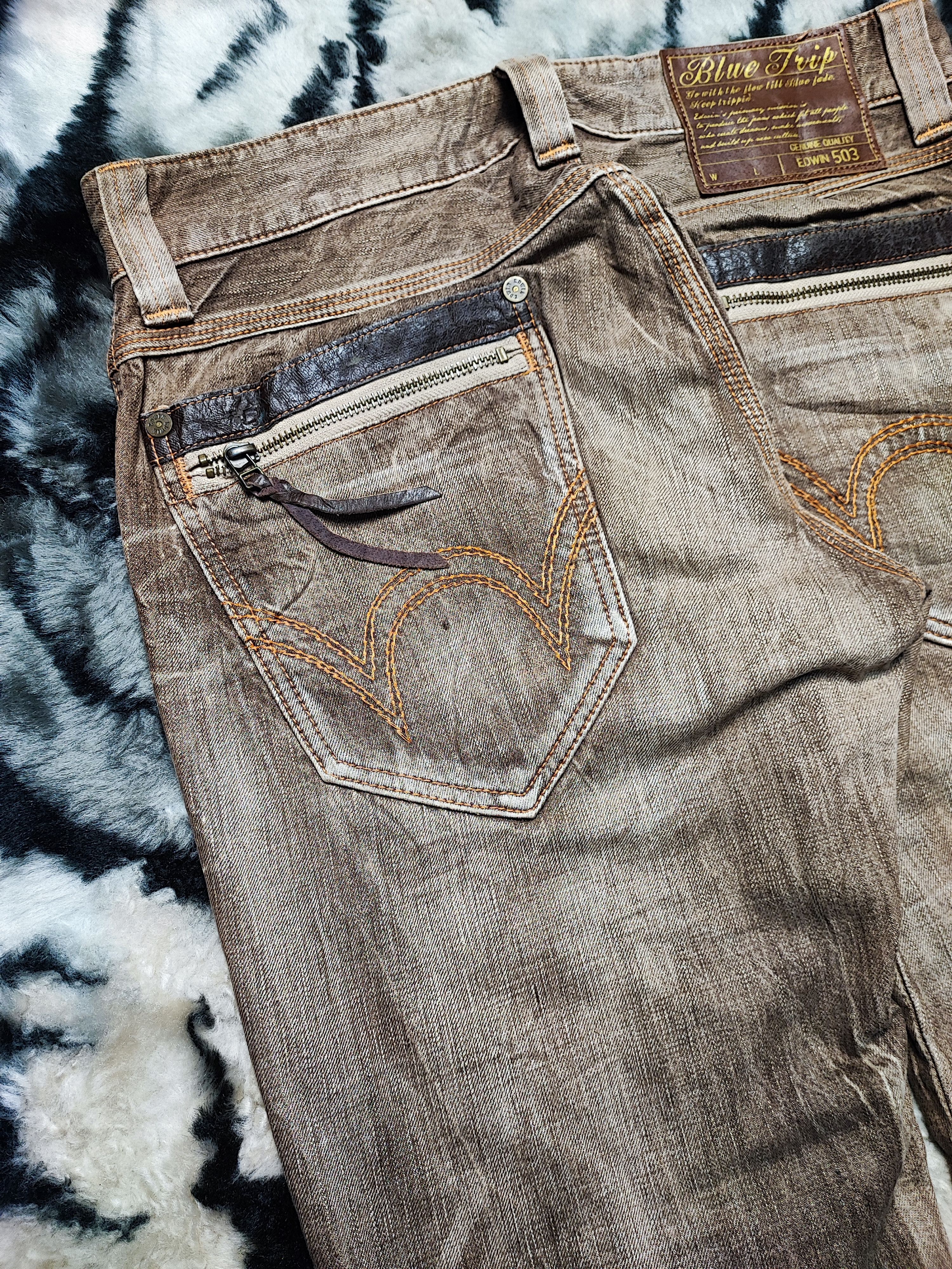 Kapital Vintage Edwin 503 Blue Trip Distressed Rusty Mud Jeans 36 Size US 34 / EU 50 - 12 Thumbnail