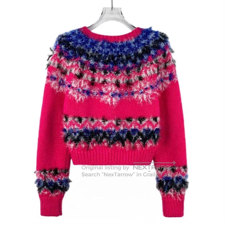 Chanel Chanel Rose-red silk-woven cashmere round-neck long-sleeve Size XS / US 0-2 / IT 36-38 - 2 Thumbnail
