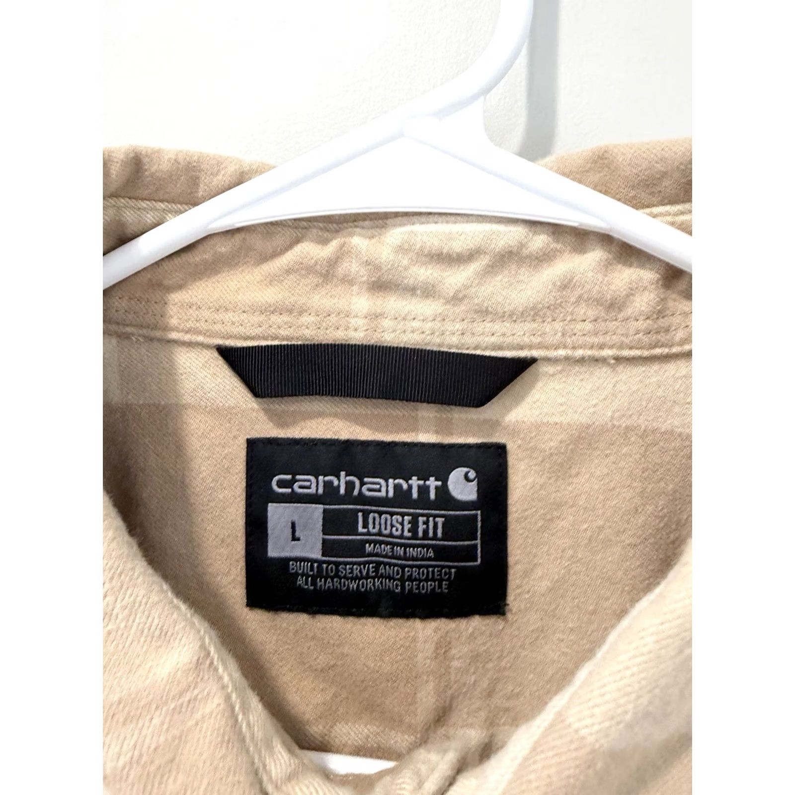 Carhartt Carhartt Button-Up Plaid Flannel Shirt Men's L Beige Heavyweight Casual Workwear Size US L / EU 52-54 / 3 - 3 Thumbnail