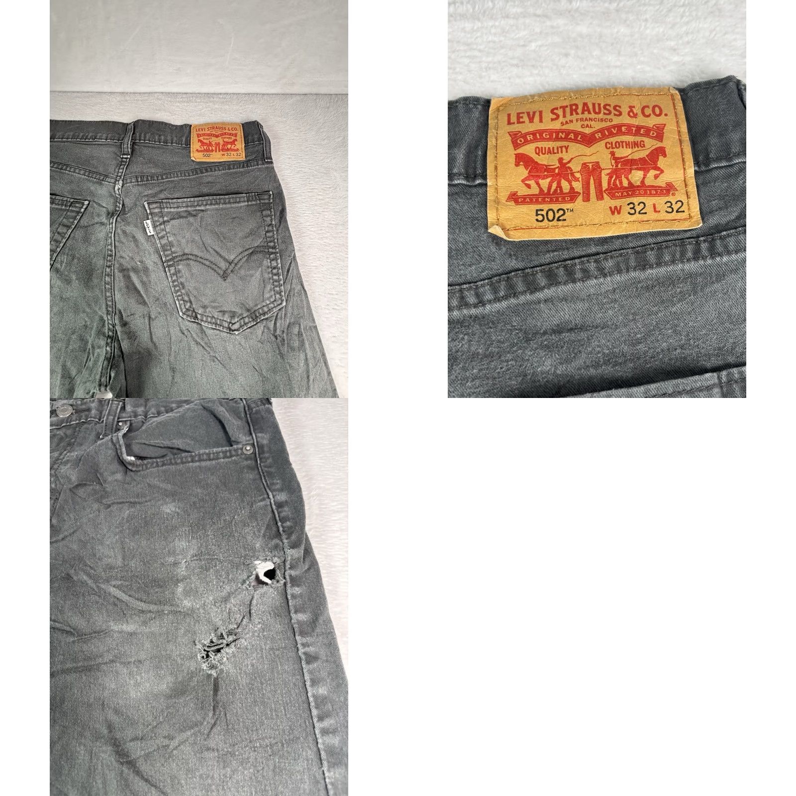 Levi's VINTAGE Levis 502 Jeans Mens Gray 32x32 Regular Straight Levi's 5-Pocket Denim Cotton Elastane Zip Closure Mens Jeans Regular Fit 32 in Inseam Size US 32 / EU 48 - 8 Thumbnail